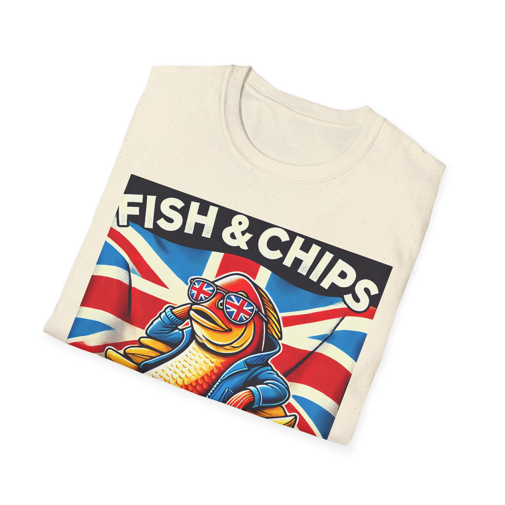 Fish & Chips n Chill Unisex T-Shirt | The Ultimate British Foodie Tee | Funny Pub Festival Wear | Gift for Food Lovers | UK Banter Apparel