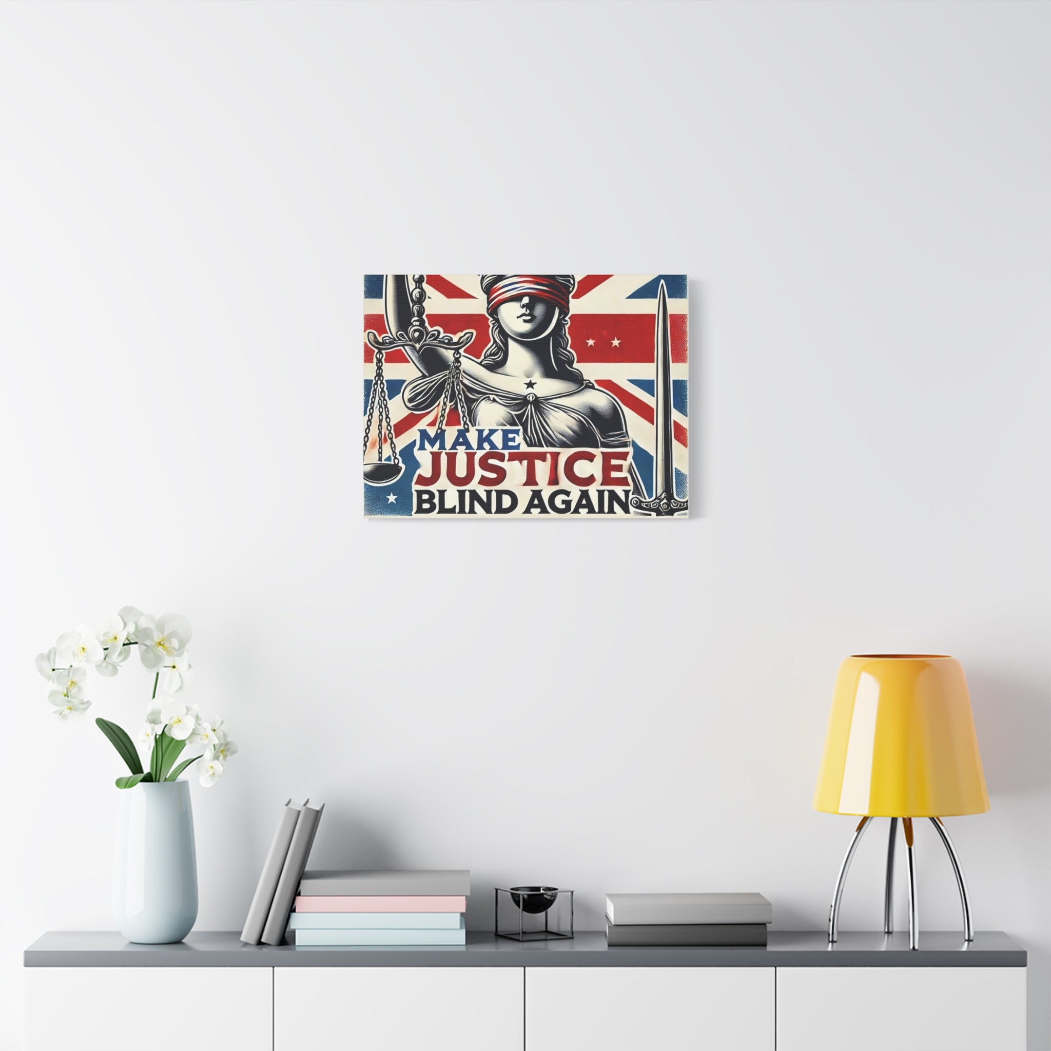 Make Justice Blind Again Wall Art | Canvas Print | Justice Is Blind Wall Decor, Legal Theme Home Decor | Free Speech Equality Artwork