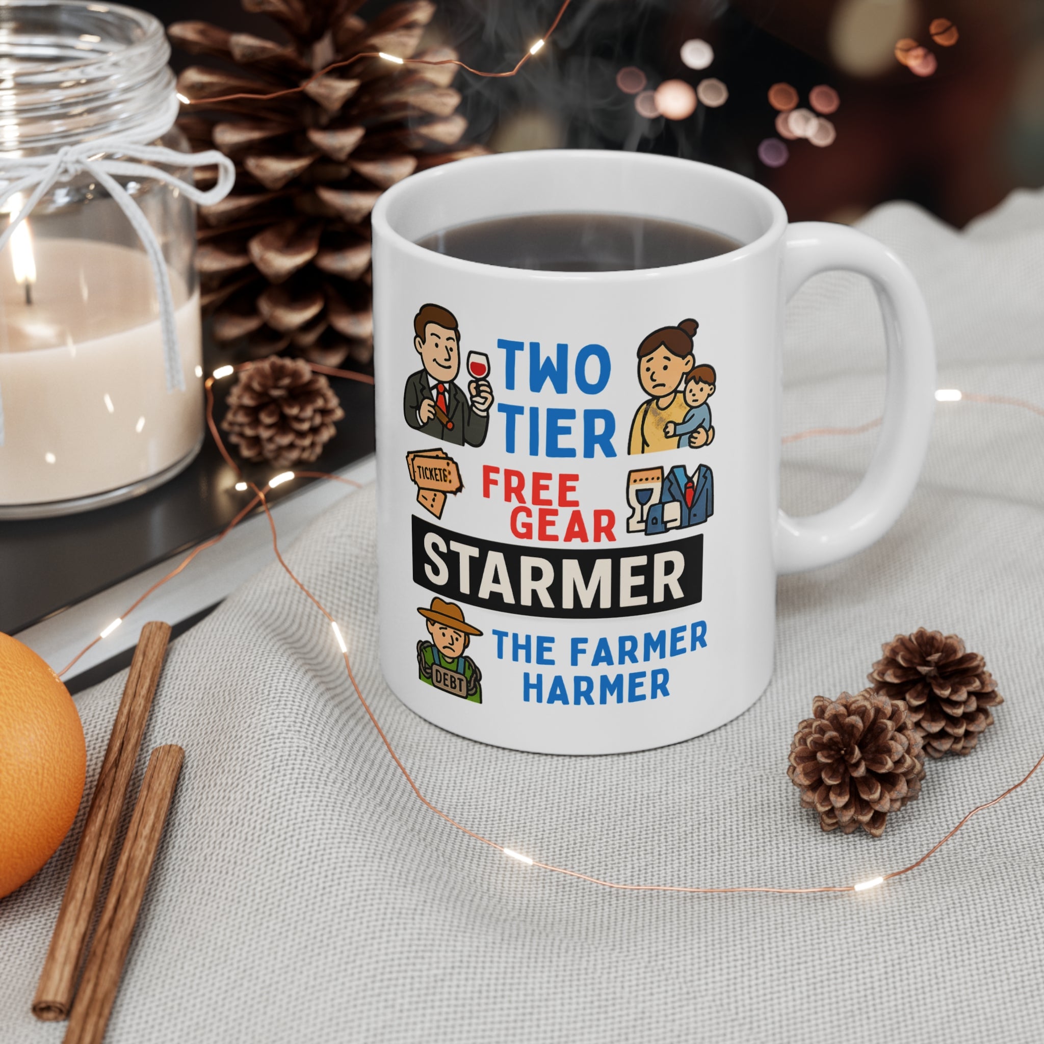 Two Tier Keir Starmer Parody Mug | Funny Political Satire Coffee Cup | Free Speech Patriotic UK Freedom Meme Gift | 11oz & 15oz Ceramic