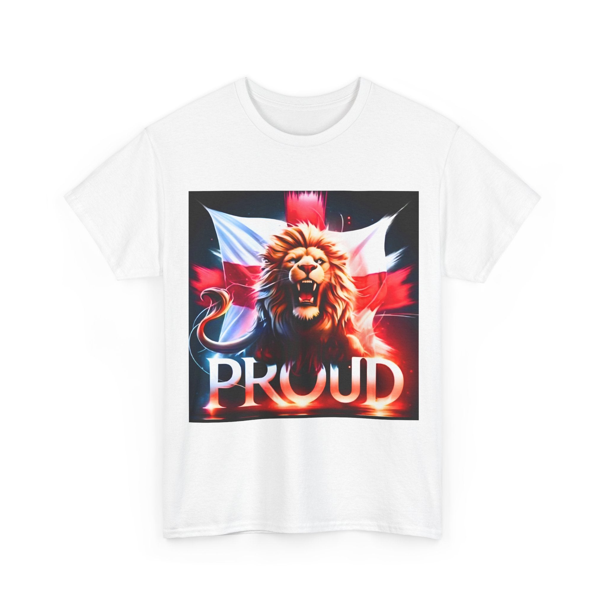 Proud Lion Unisex Cotton Tee | English Patriot Shirt | MEGA | Patriotic UK T-Shirt | Statement Shirt | National Pride Rally Merch