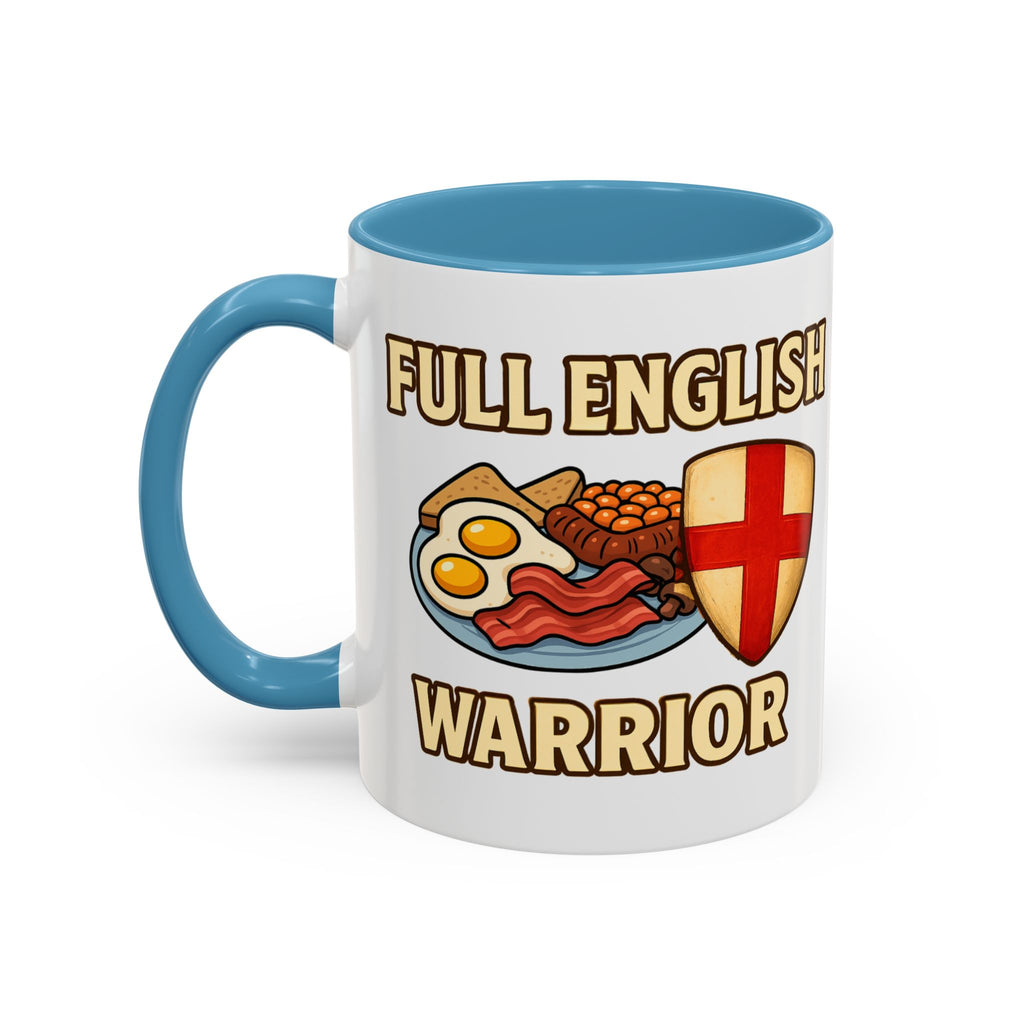 FULL ENGLISH WARRIOR | Funny 11oz Accent Coffee Mug | British Fry Up Lover Gift | Breakfast Enthusiast, English Culture