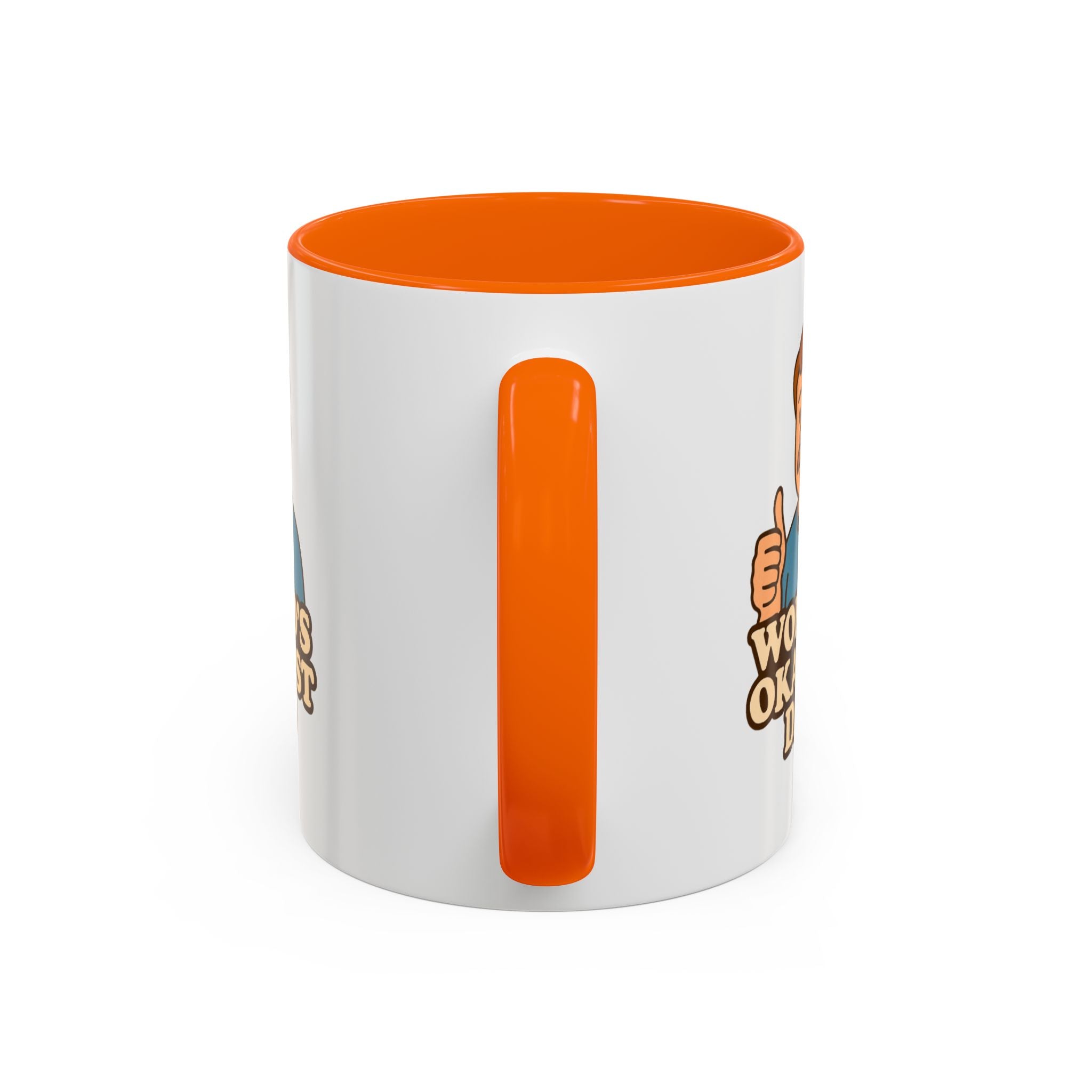 Worlds Okayest Dad Mug - Funny Fathers Day Gift |  11oz Sarcastic Coffee Cup | Thumbs Up Dad