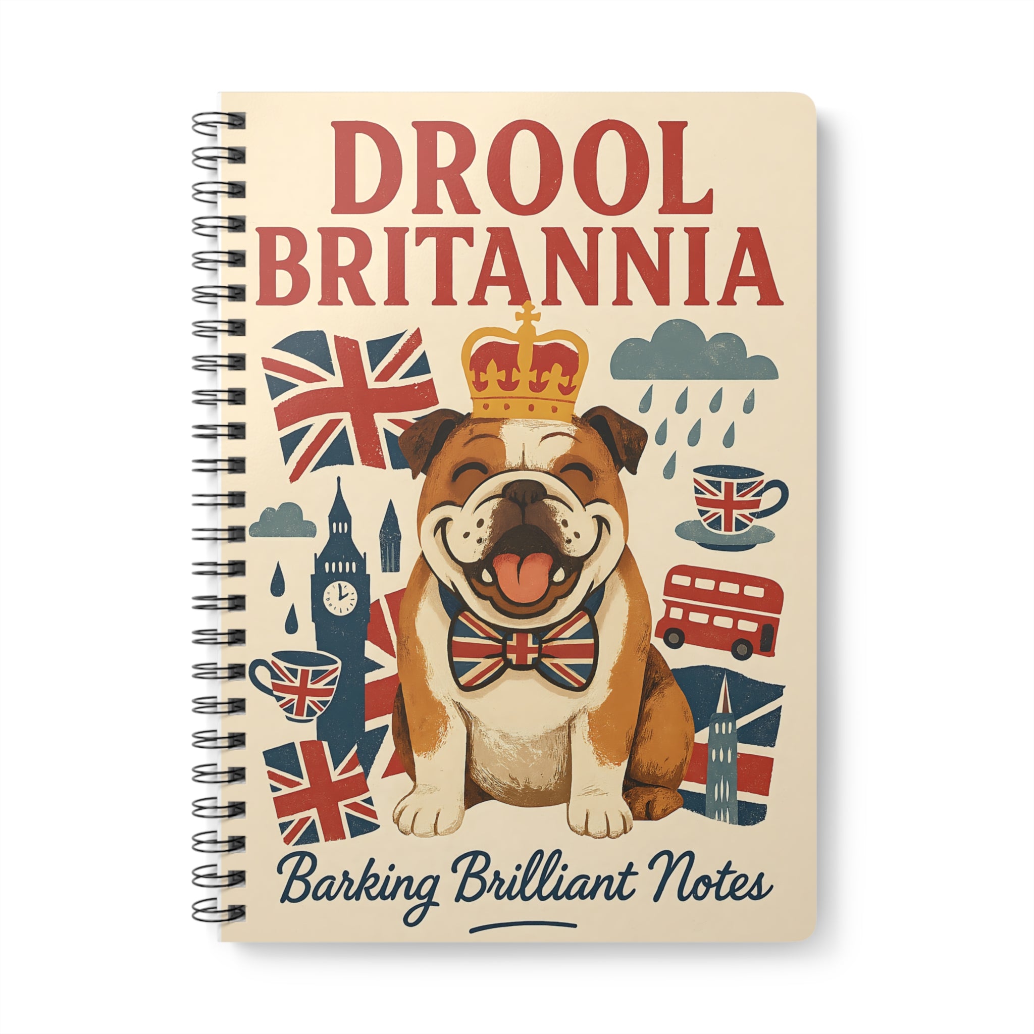 Drool Britannia Bulldog Journal | A5 British Dog Notebook for School or Uni | Union Jack Stationery | Barking Brilliant Notes for Writers