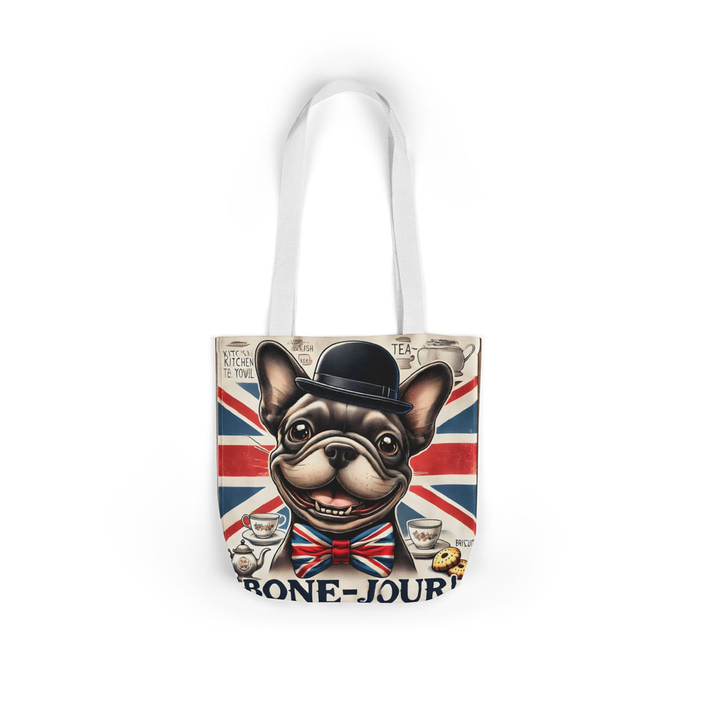 Bone-Jour Tote Bag | Union Jack Frenchie Bag | Fun Dog Mum Gift | Reusable Shopping Bag | French Bulldog Shoulder Bag, Dog Lover Gift