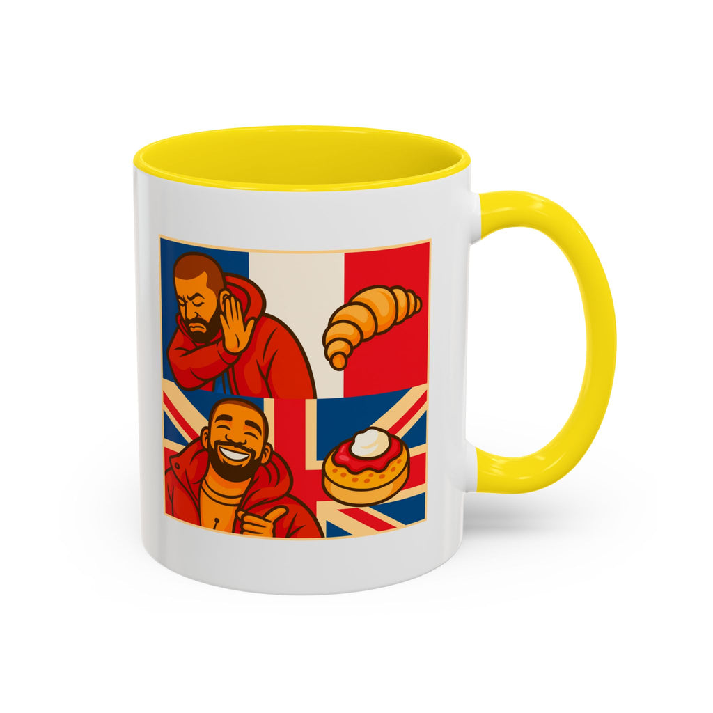 Funny British Croissant Vs Crumpet Mug - UK Patriot Drake Meme Gift | Anti-French Tea Humour | Funny Foodie Present | Union Jack Coffee Cup