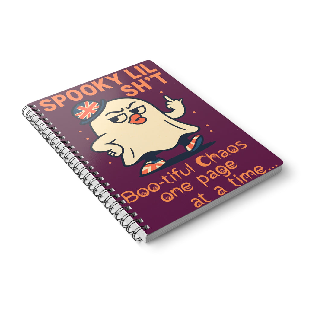 Spooky Lil' Sh*t Notebook - A5 Wirobound Halloween Journal | Student Gift | Sassy Ghost A5 Journal | Funny British Stationery Gift