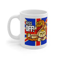 HISS OFF 11oz Mug | Funny British Snake Cat Cartoon | Union Jack Sassy Animal Gift | Snarky UK Humor Coffee Cup | Tea Lover Present