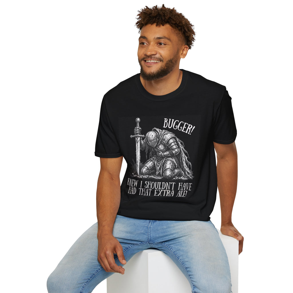 Funny medieval knight Bugger extra ale black t-shirt, photo 5