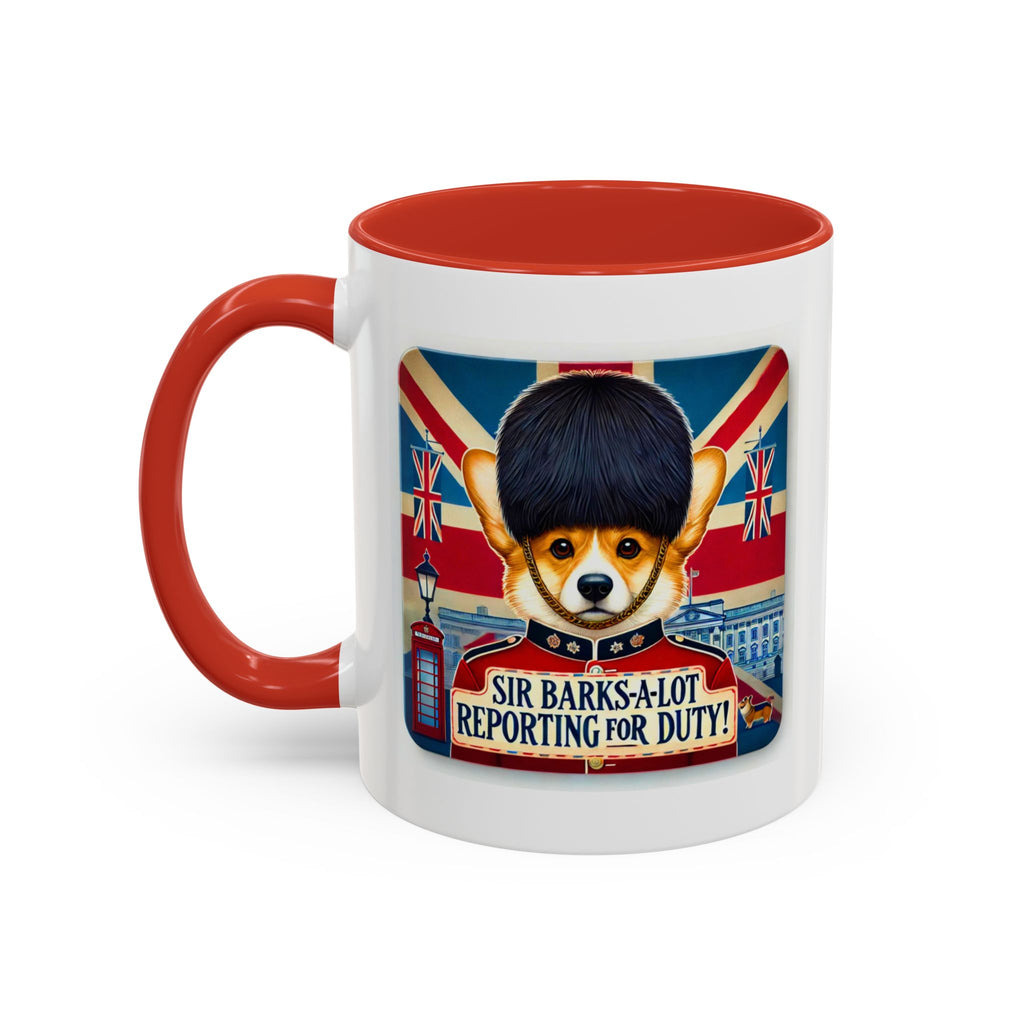 Sir Barks-a-Lot Accent Coffee Mug | Patriotic British Doggy Design | Whimsical 11oz Cup Multiple Colors | Lead & BPA-Free, C-Shaped Handle