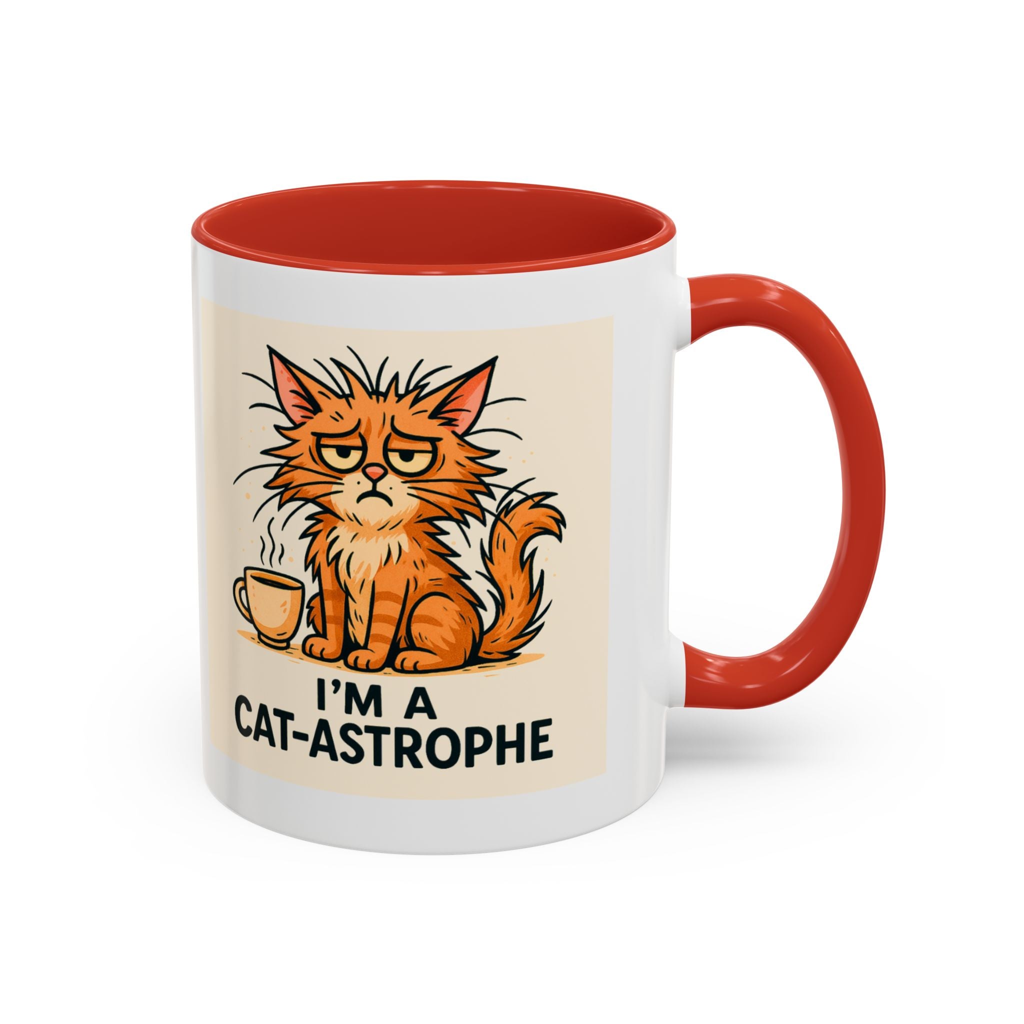 I'm A Cat-astrophe 11oz Mug | Funny Frazzled Cat Coffee Cup | Hot Mess Cat Lover Gift | Microwave & Dishwasher Safe | Whimsical Animal Mug