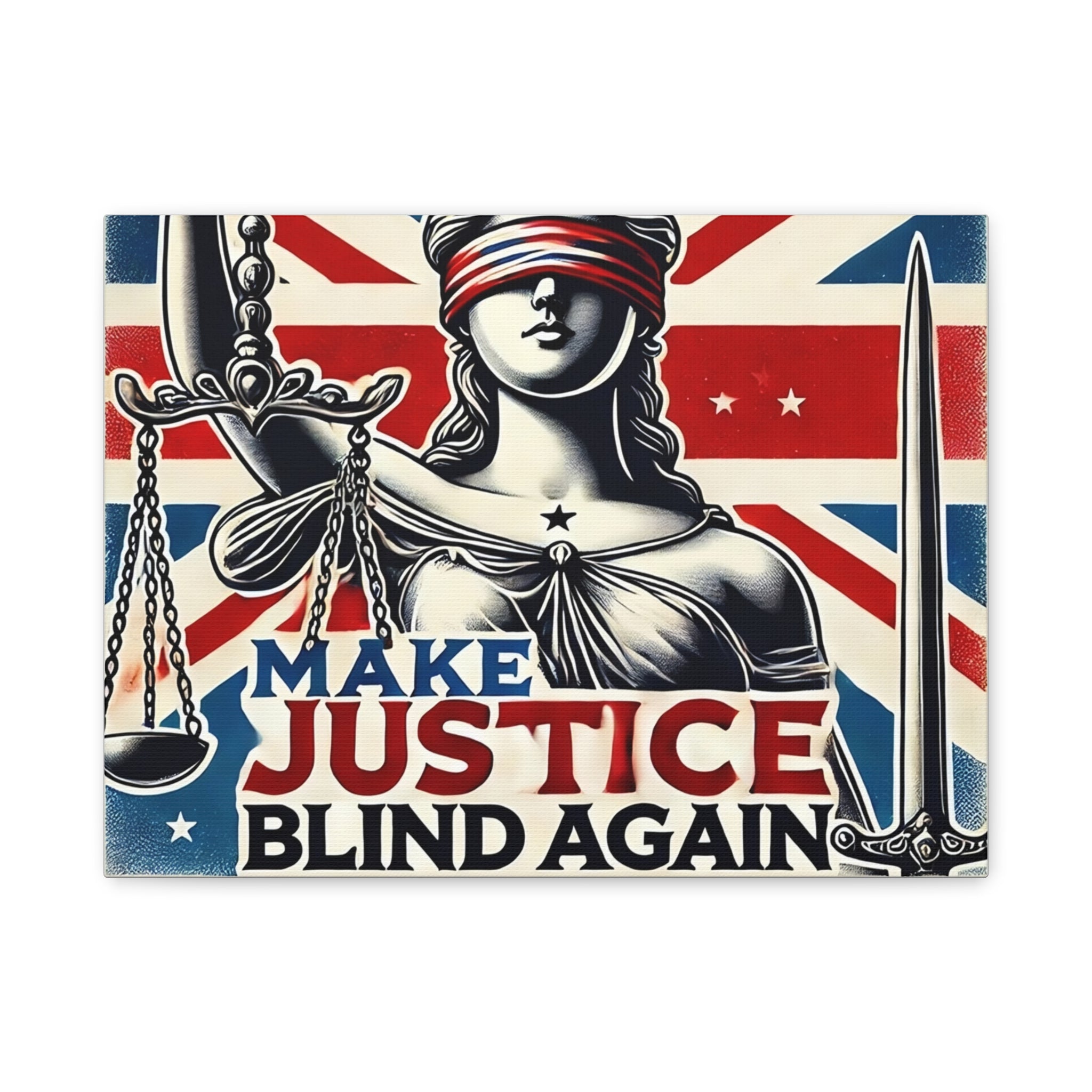 Make Justice Blind Again Wall Art | Canvas Print | Justice Is Blind Wall Decor, Legal Theme Home Decor | Free Speech Equality Artwork