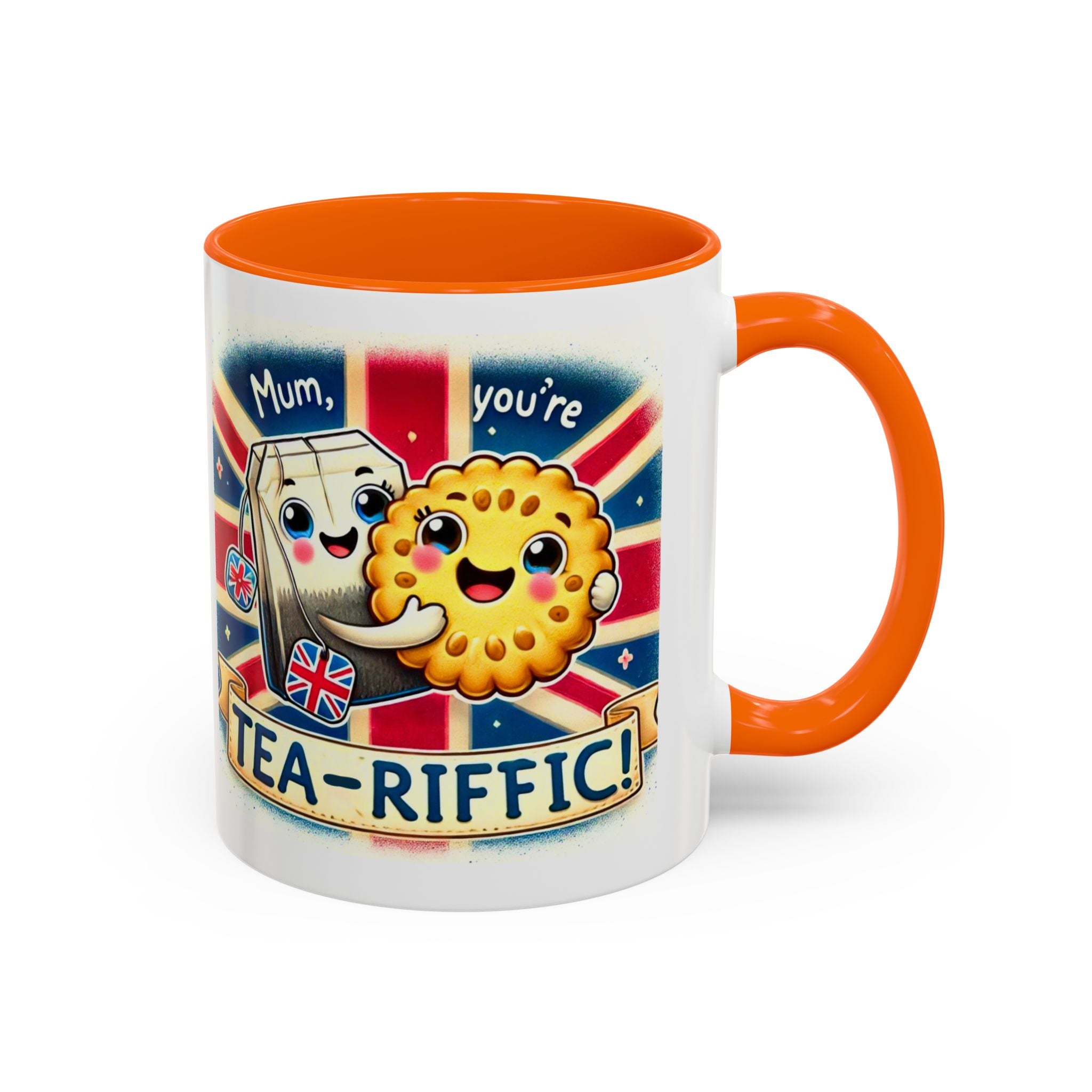 Mum, You're Tea-Riffic! 11oz Accent Mug | Funny British Mothers Day Gift | Cute Tea Lover Accent Cup | Funny Pun Mug | Gift for Mum