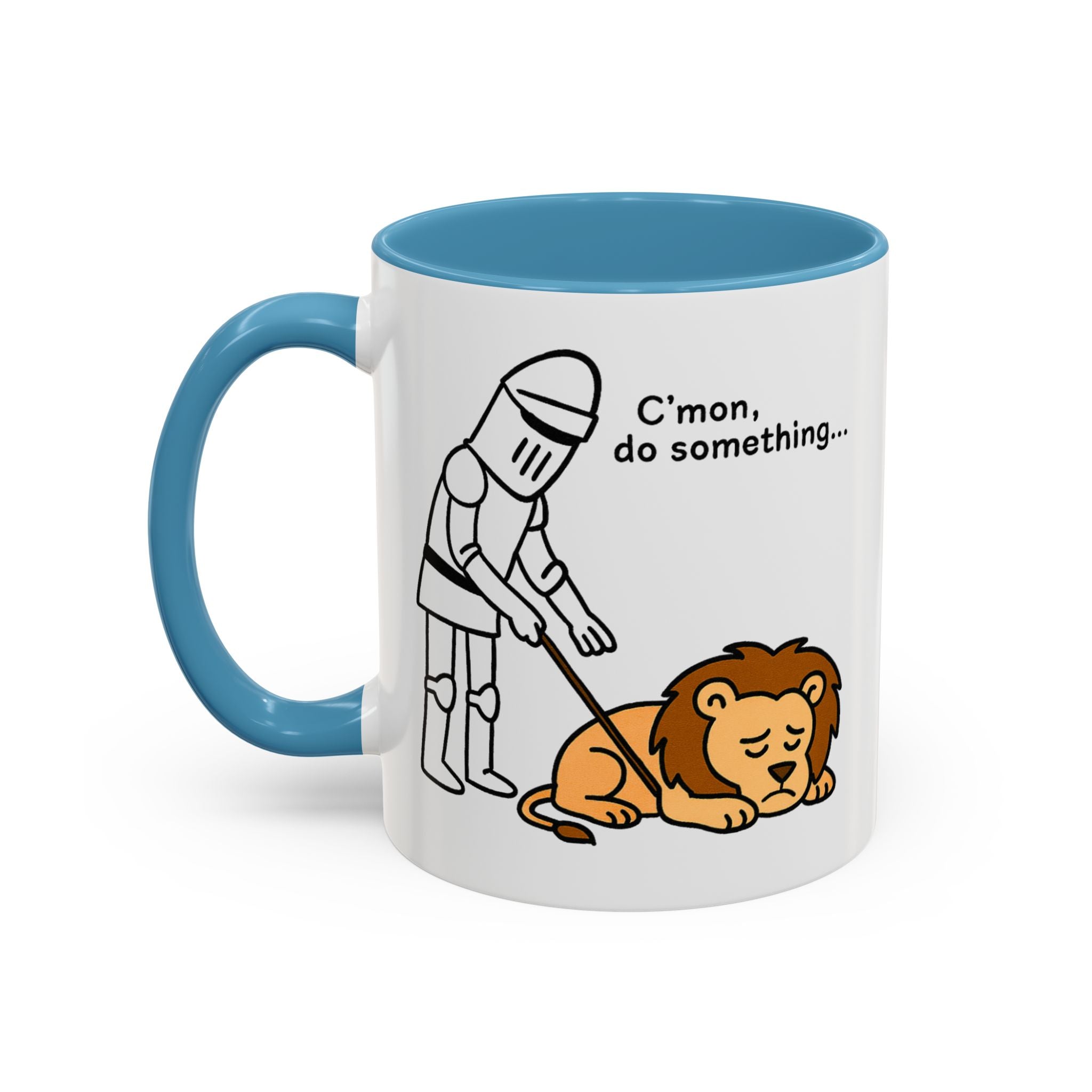 C'mon, Do Something Meme Mug | England Lion & Knight Tea Cup | 11oz Funny Medieval Parody Mug | English Patriot Mug