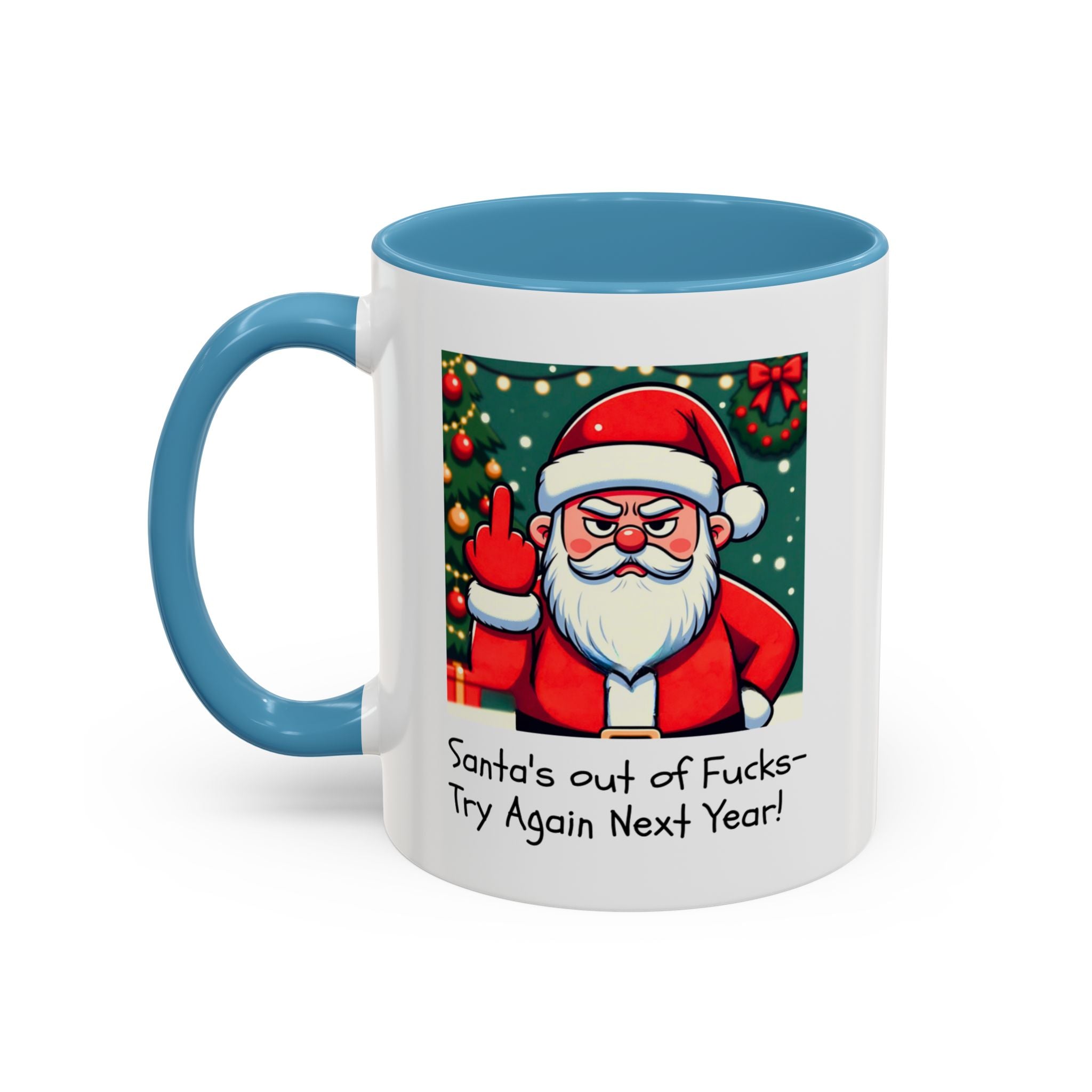 Bad Santa Middle Finger Mug | Rude and Offensive Christmas Funny Gag Gift