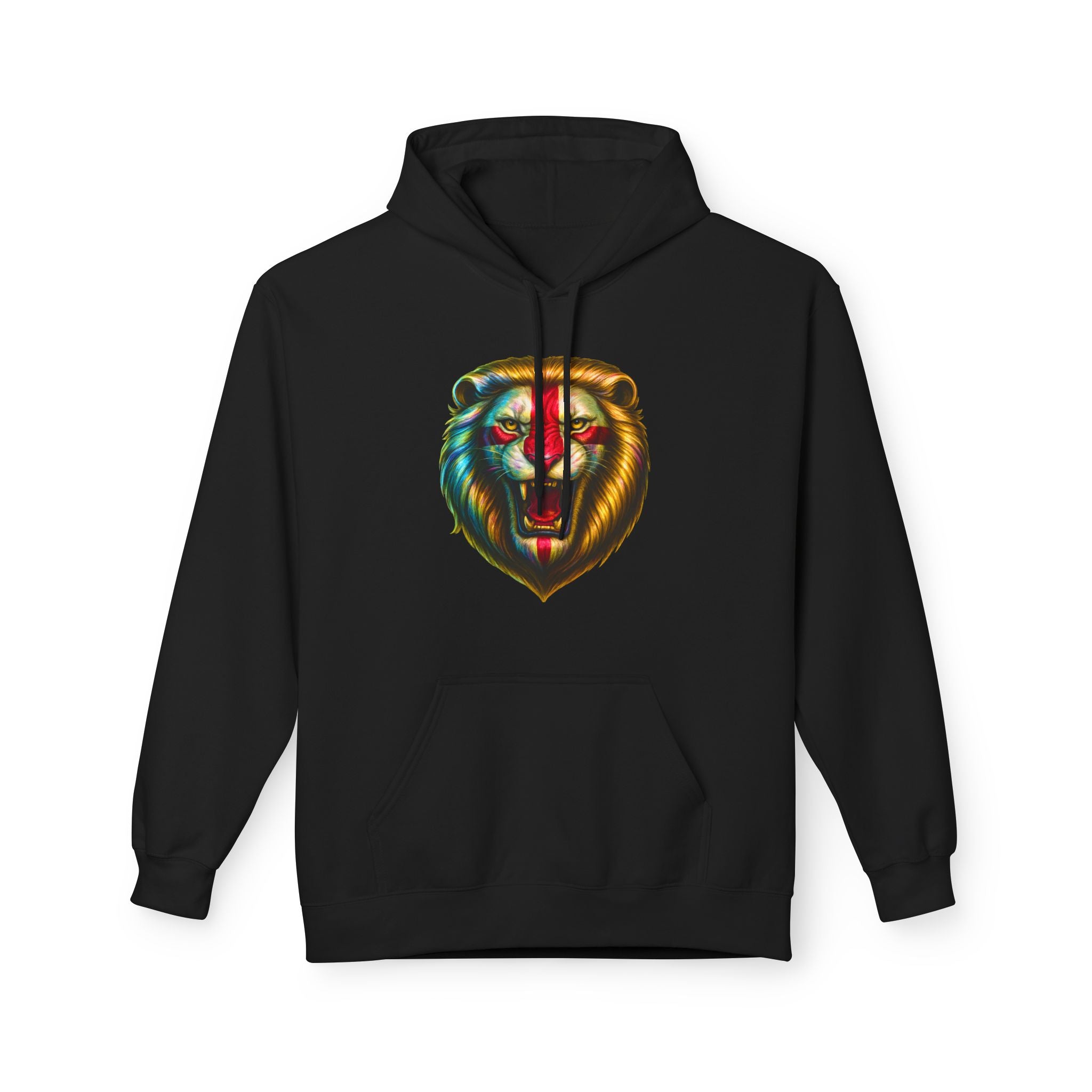 MEGA Hoodie with Shiny English Lion | Patriotic St George's Cross Unisex Hoodie | Funny Medieval England Gift
