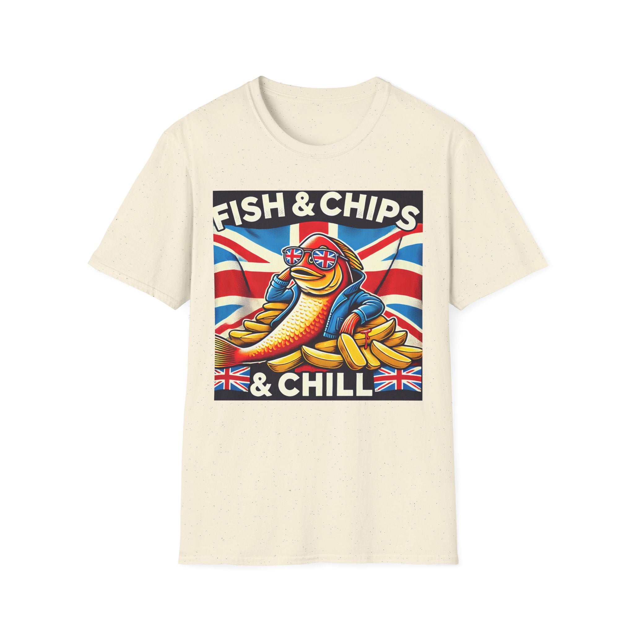 Fish & Chips n Chill Unisex T-Shirt | The Ultimate British Foodie Tee | Funny Pub Festival Wear | Gift for Food Lovers | UK Banter Apparel