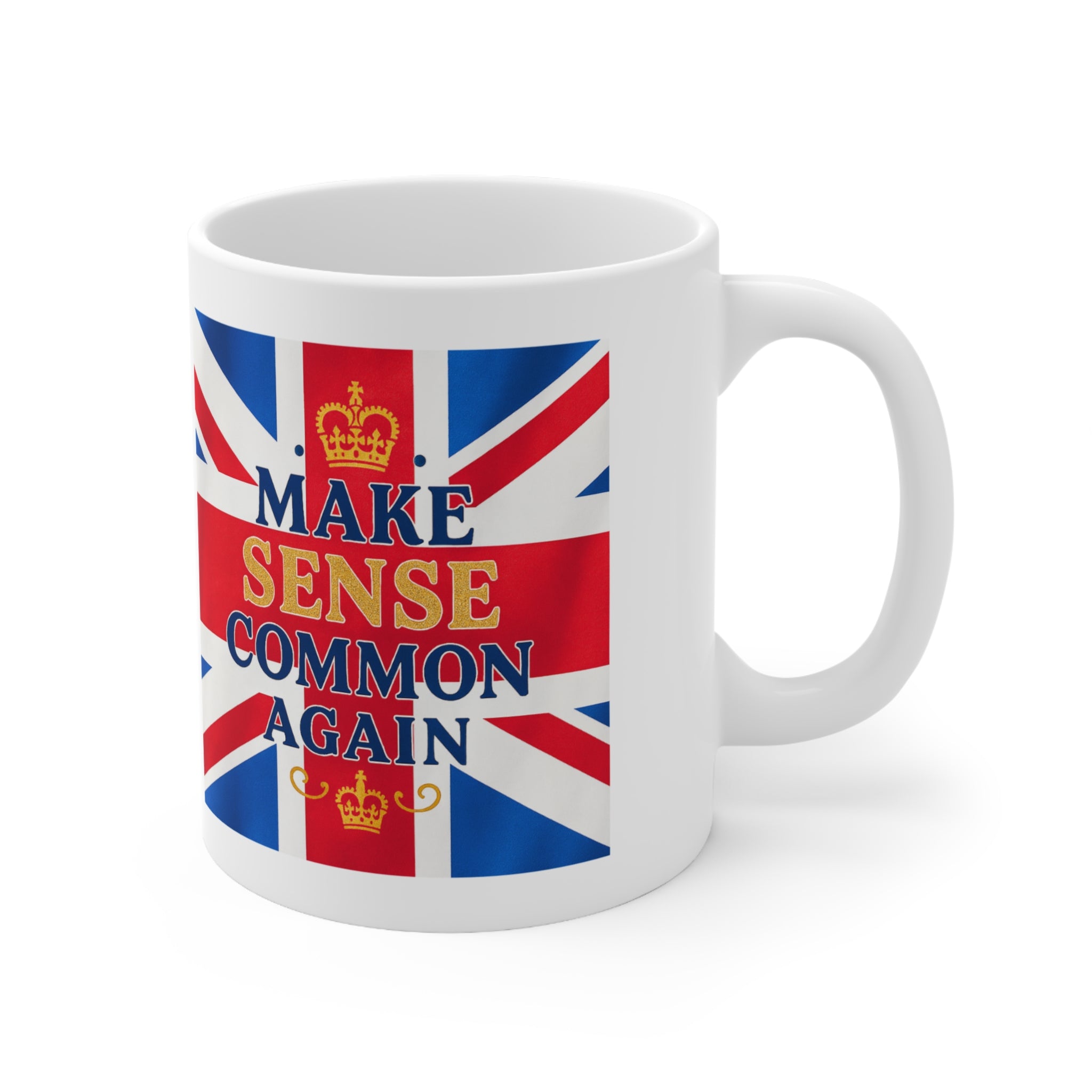 Union Jack Mug | "Make Sense Common Again" | Funny British Political Parody | Patriotic UK Free Speech Cup | Satirical Tea Gift