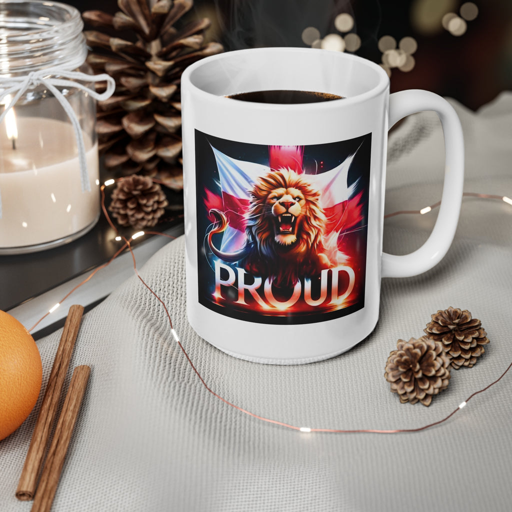 English Lion Patriot Mug | England Flag Coffee Cup | National Pride Gift | St. George's Cross England Tea Mug