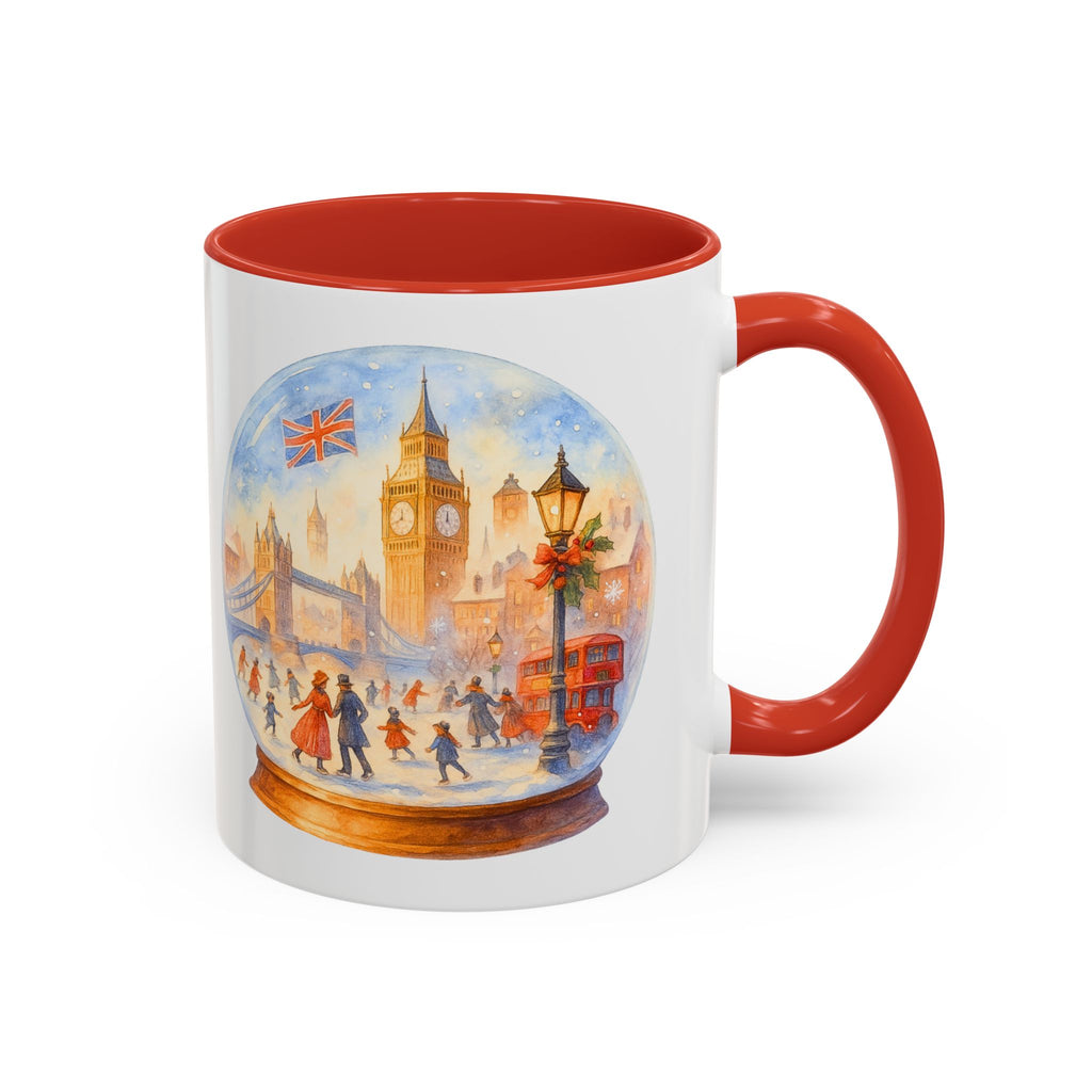 London snowglobe mug with Big Ben, Tower Bridge and red buses, photo 10
