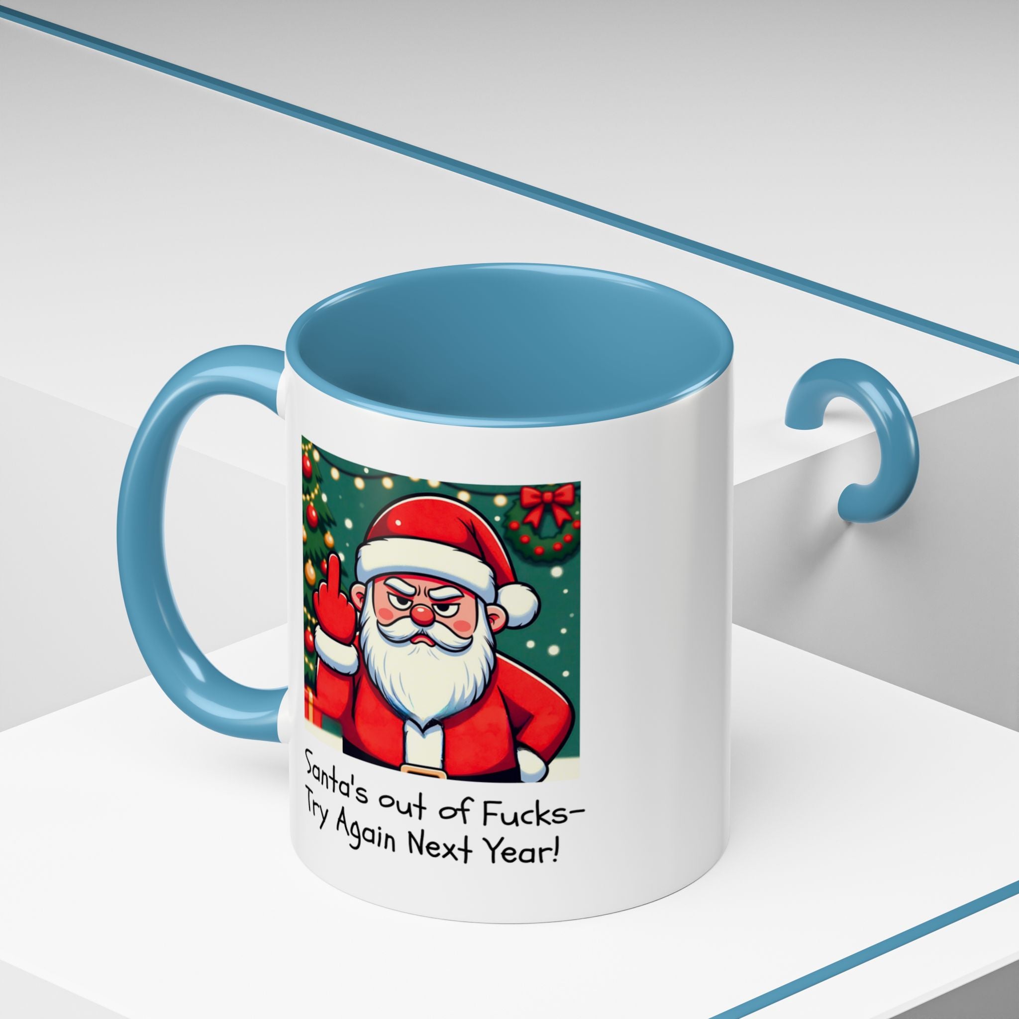 Bad Santa Middle Finger Mug | Rude and Offensive Christmas Funny Gag Gift