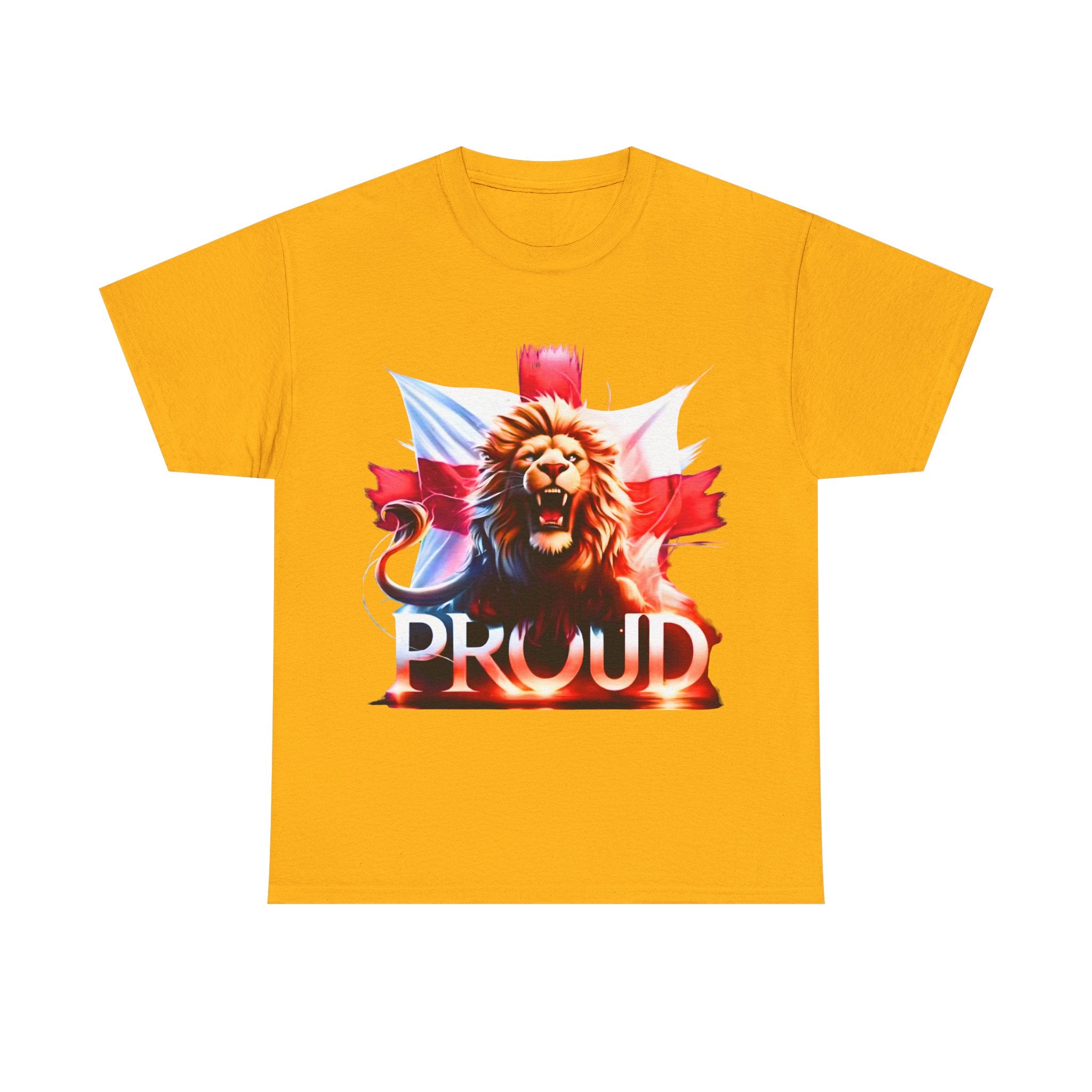 Proud Lion Unisex Cotton Tee (Transparent Background) | English Patriot Shirt | MEGA | Patriotic UK T-Shirt | National Pride Rally Merch