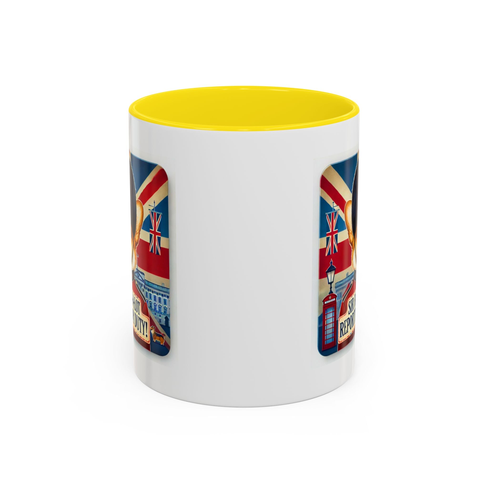 Sir Barks-a-Lot Accent Coffee Mug | Patriotic British Doggy Design | Whimsical 11oz Cup Multiple Colors | Lead & BPA-Free, C-Shaped Handle
