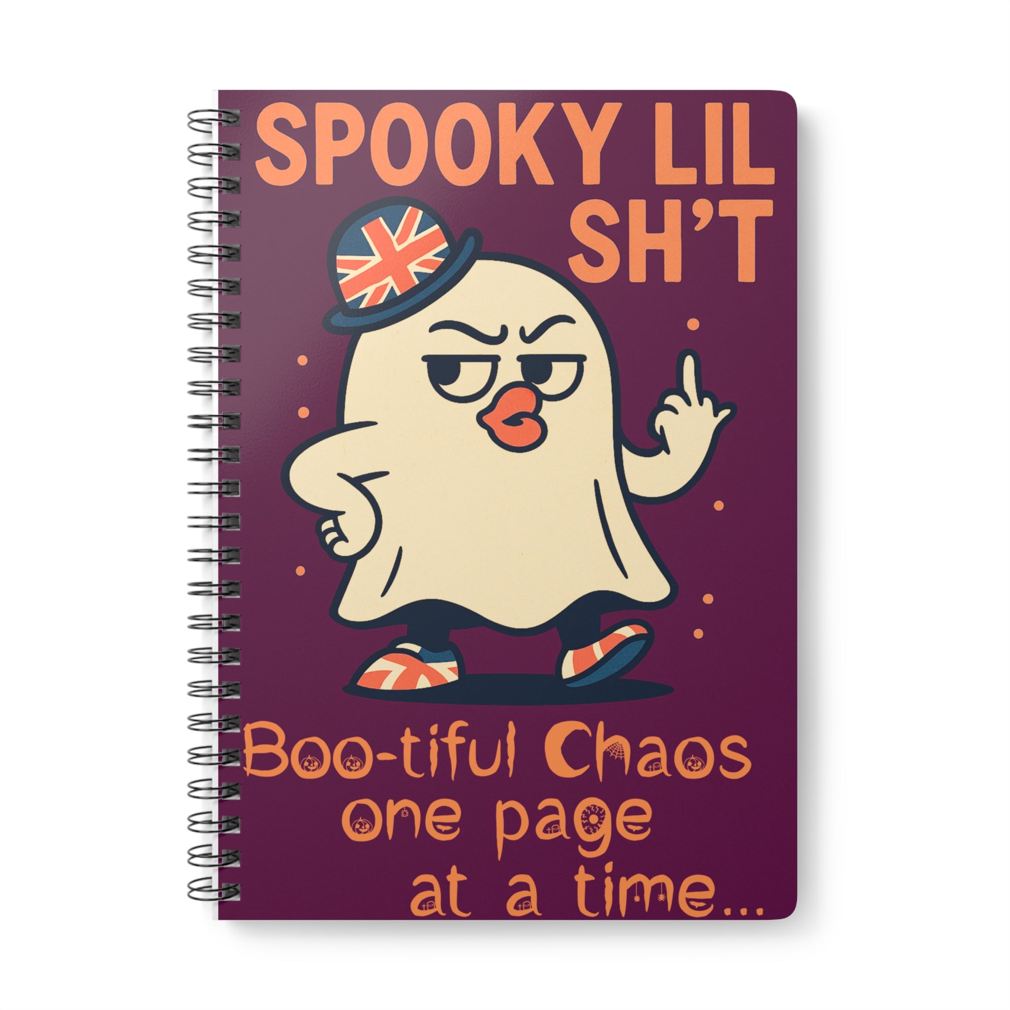 Spooky Lil' Sh*t Notebook - A5 Wirobound Halloween Journal | Student Gift | Sassy Ghost A5 Journal | Funny British Stationery Gift