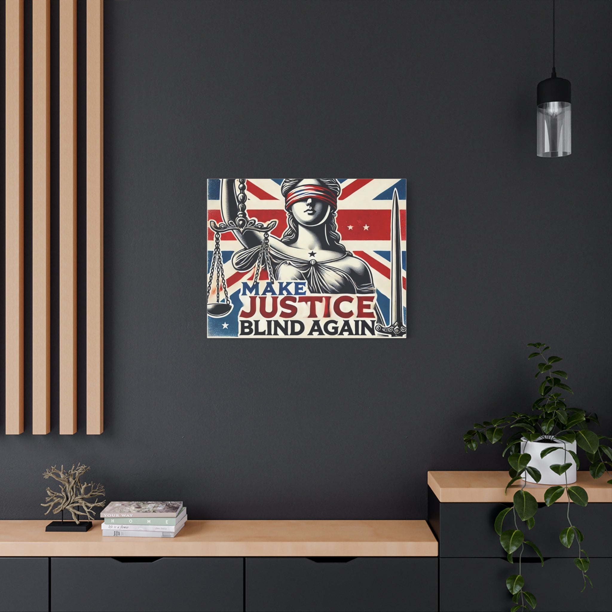 Make Justice Blind Again Wall Art | Canvas Print | Justice Is Blind Wall Decor, Legal Theme Home Decor | Free Speech Equality Artwork