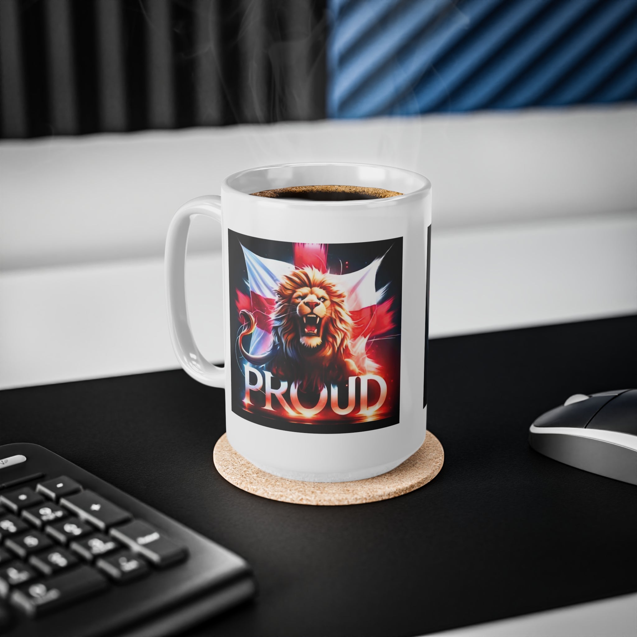 English Lion Patriot Mug | England Flag Coffee Cup | National Pride Gift | St. George's Cross England Tea Mug