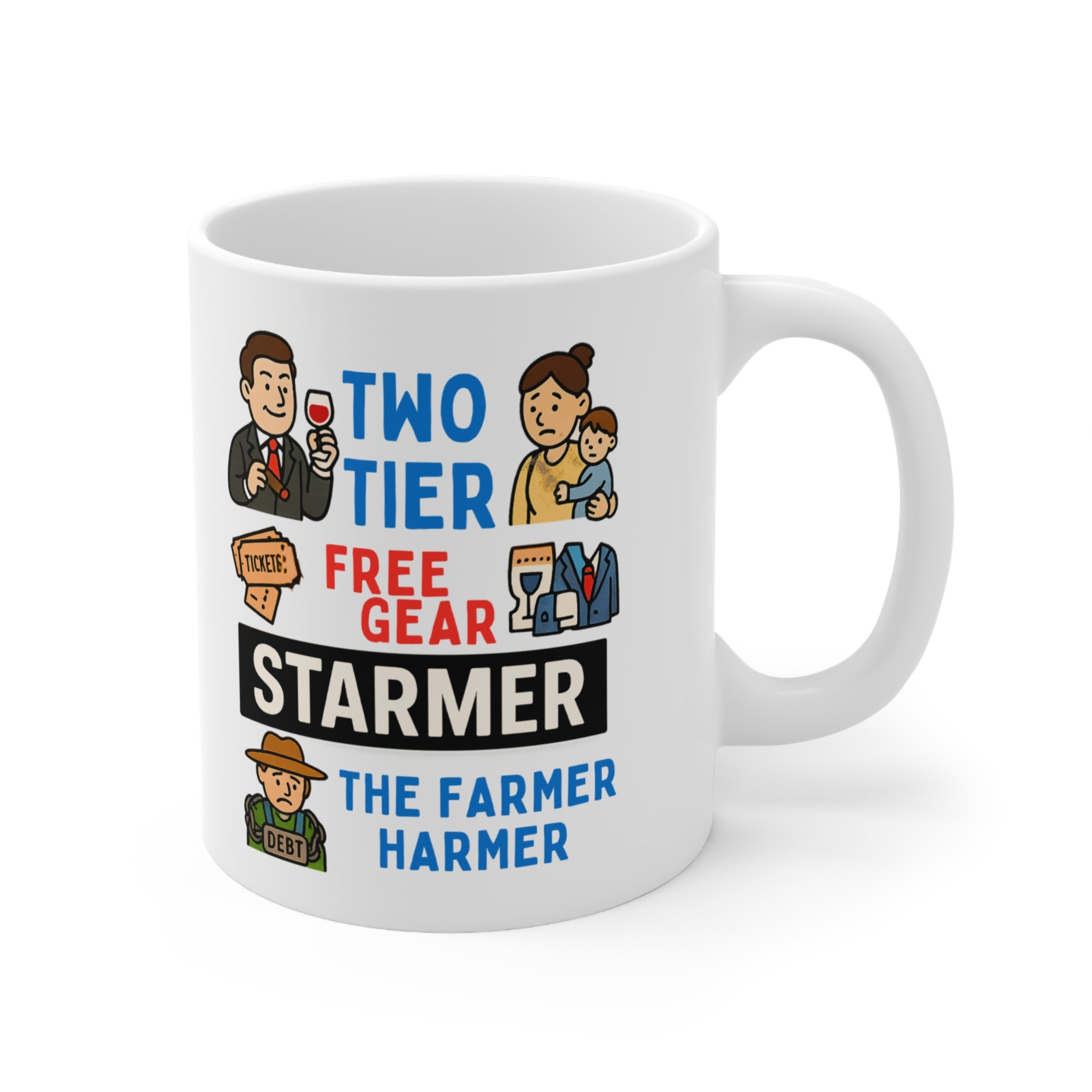Two Tier Keir Starmer Parody Mug | Funny Political Satire Coffee Cup | Free Speech Patriotic UK Freedom Meme Gift | 11oz & 15oz Ceramic