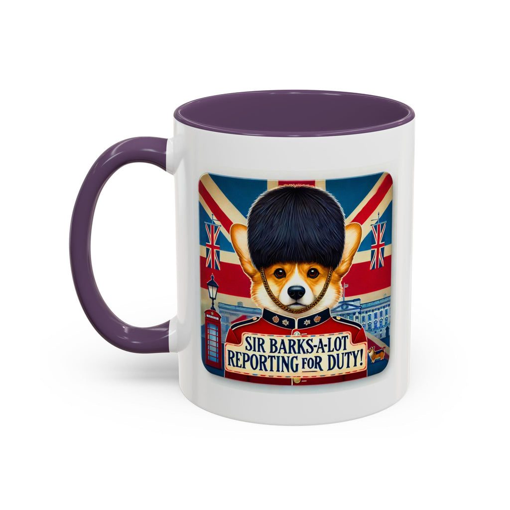 Sir Barks-a-Lot Accent Coffee Mug | Patriotic British Doggy Design | Whimsical 11oz Cup Multiple Colors | Lead & BPA-Free, C-Shaped Handle
