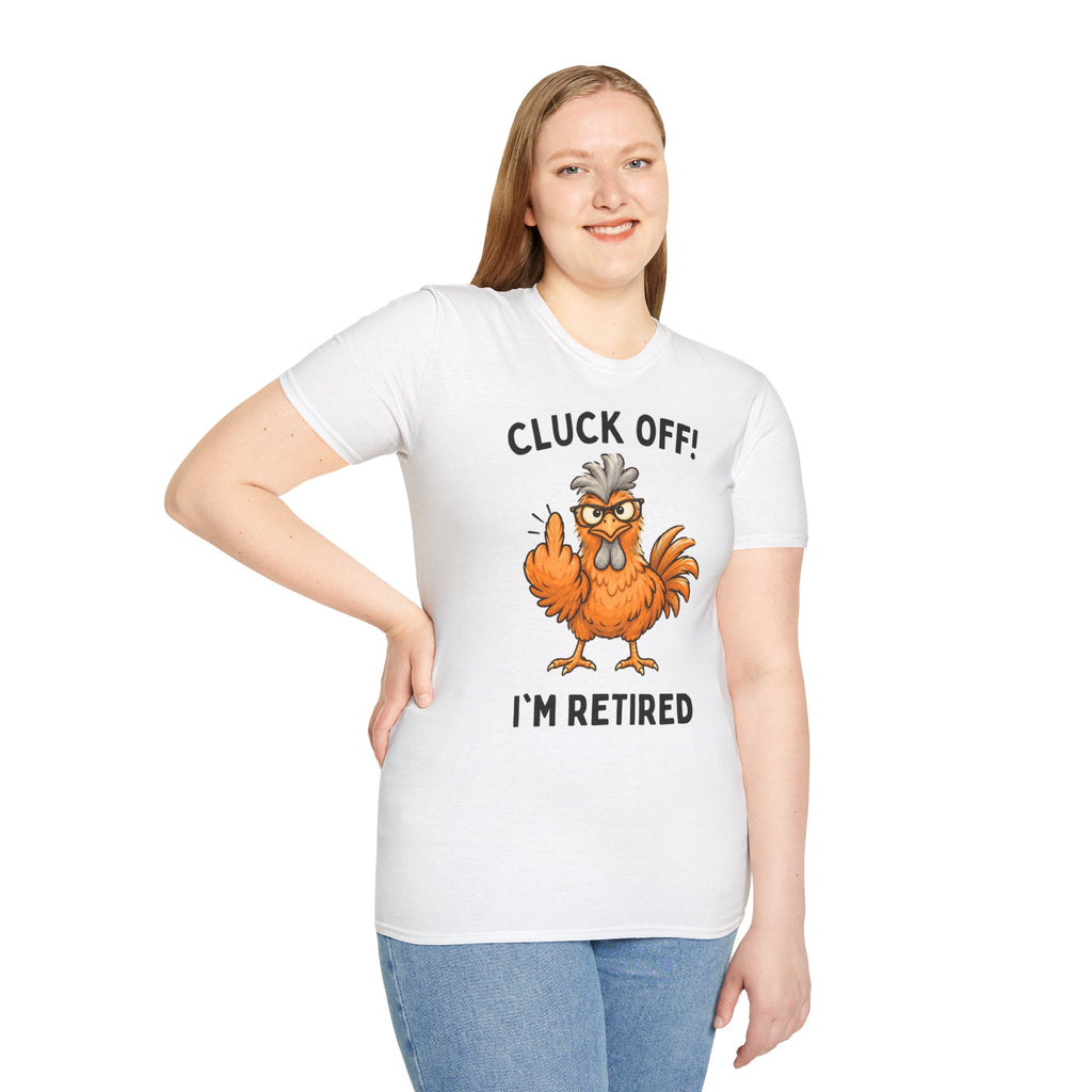 Cluck Off I'm Retired chicken white t-shirt, photo 6