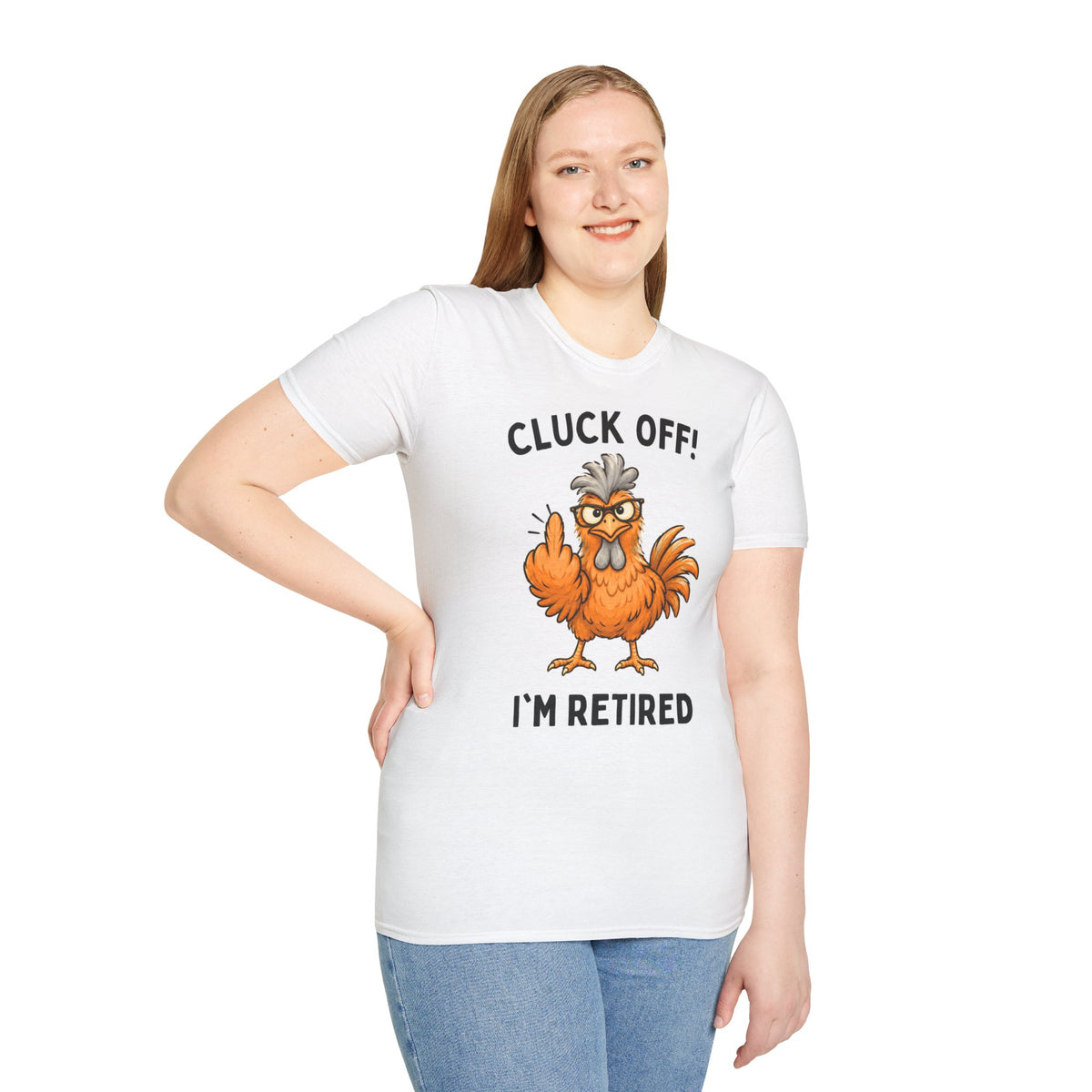Cluck Off I'm Retired chicken white t-shirt, photo 6