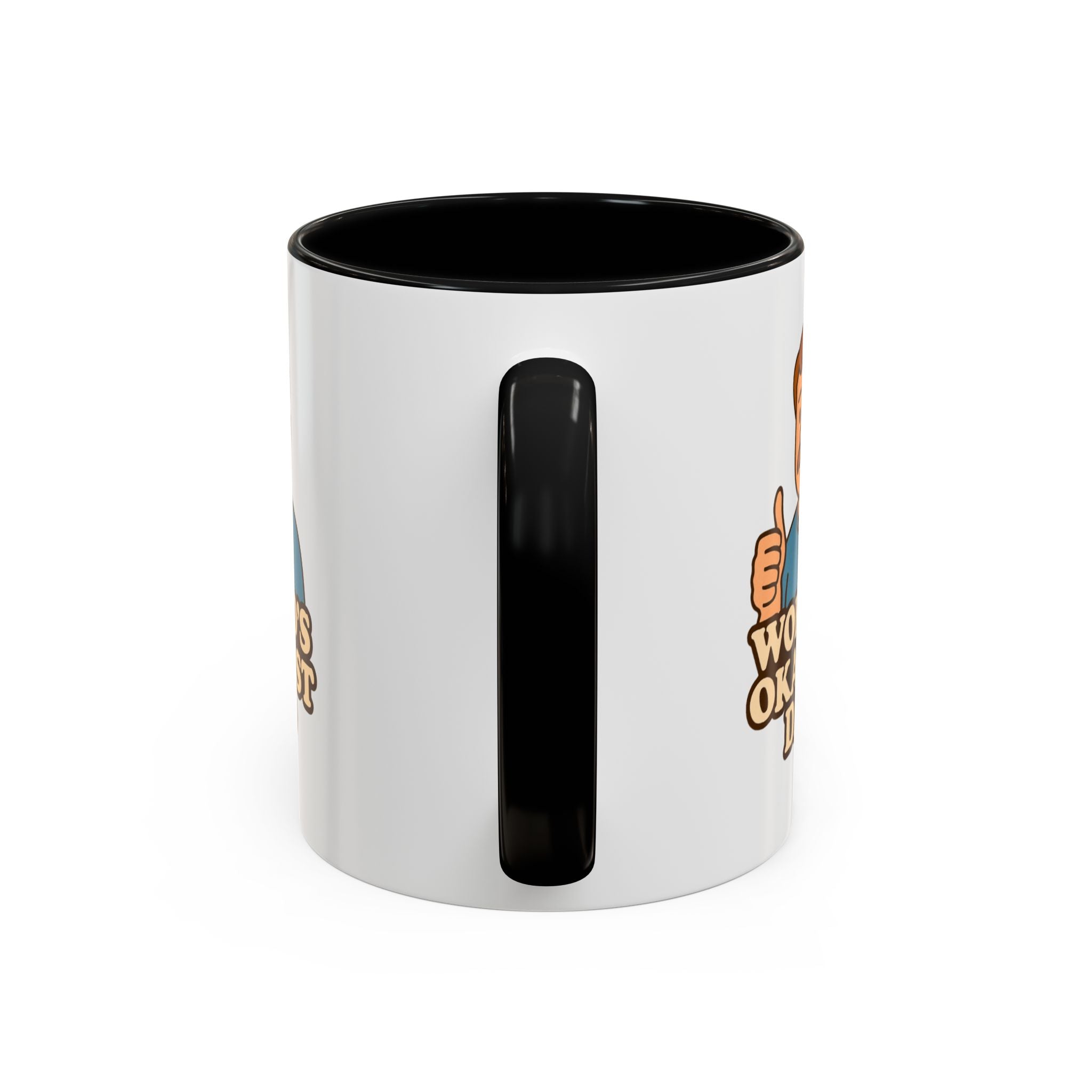 Worlds Okayest Dad Mug - Funny Fathers Day Gift |  11oz Sarcastic Coffee Cup | Thumbs Up Dad