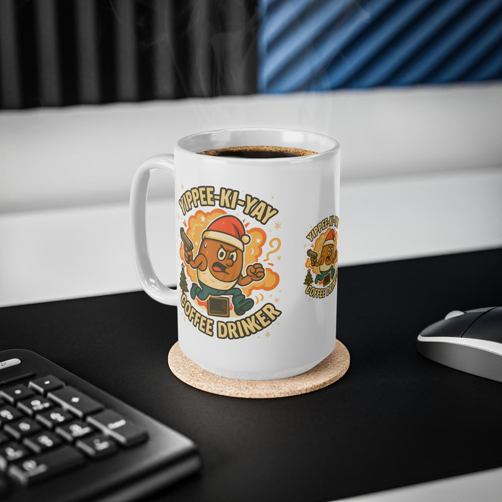 Funny Christmas Mug - Yippee-Ki-Yay Coffee Drinker Movie Parody Mug
