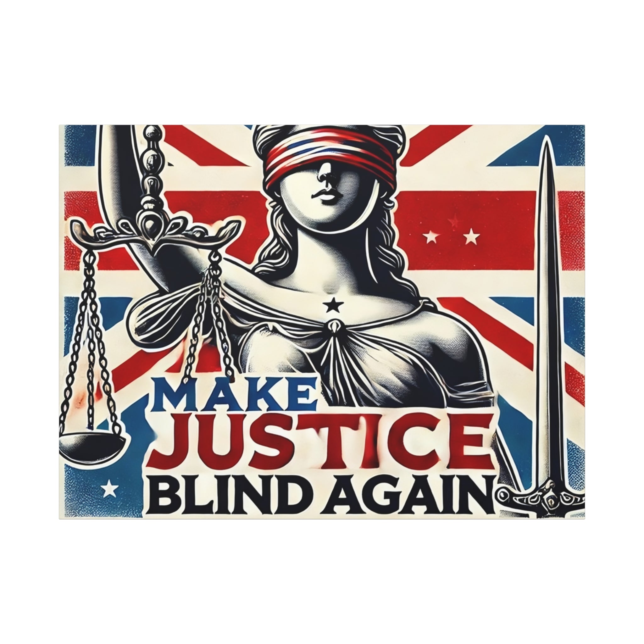 Make Justice Blind Again Wall Art | Canvas Print | Justice Is Blind Wall Decor, Legal Theme Home Decor | Free Speech Equality Artwork