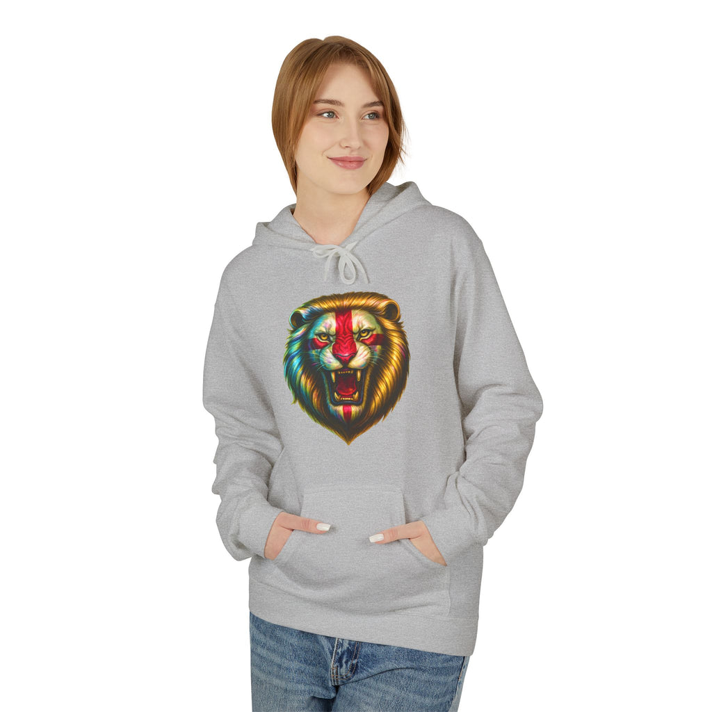 MEGA Hoodie with Shiny English Lion | Patriotic St George's Cross Unisex Hoodie | Funny Medieval England Gift