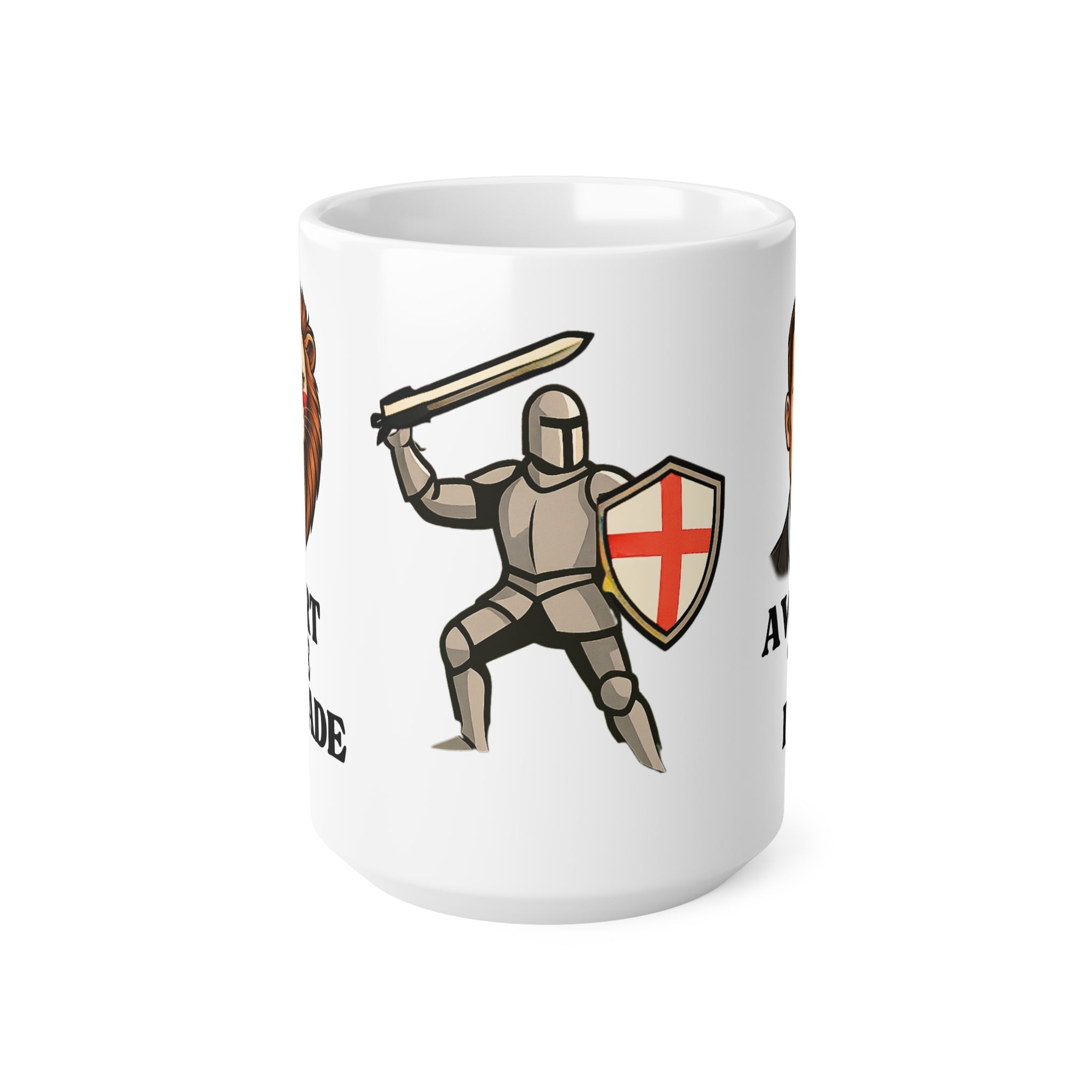 Start the Crusade, Awaken the Lion Mug | Funny English Knight Patriot Coffee Cup | St George's Cross Medieval Banter Gift in 11oz and 15oz
