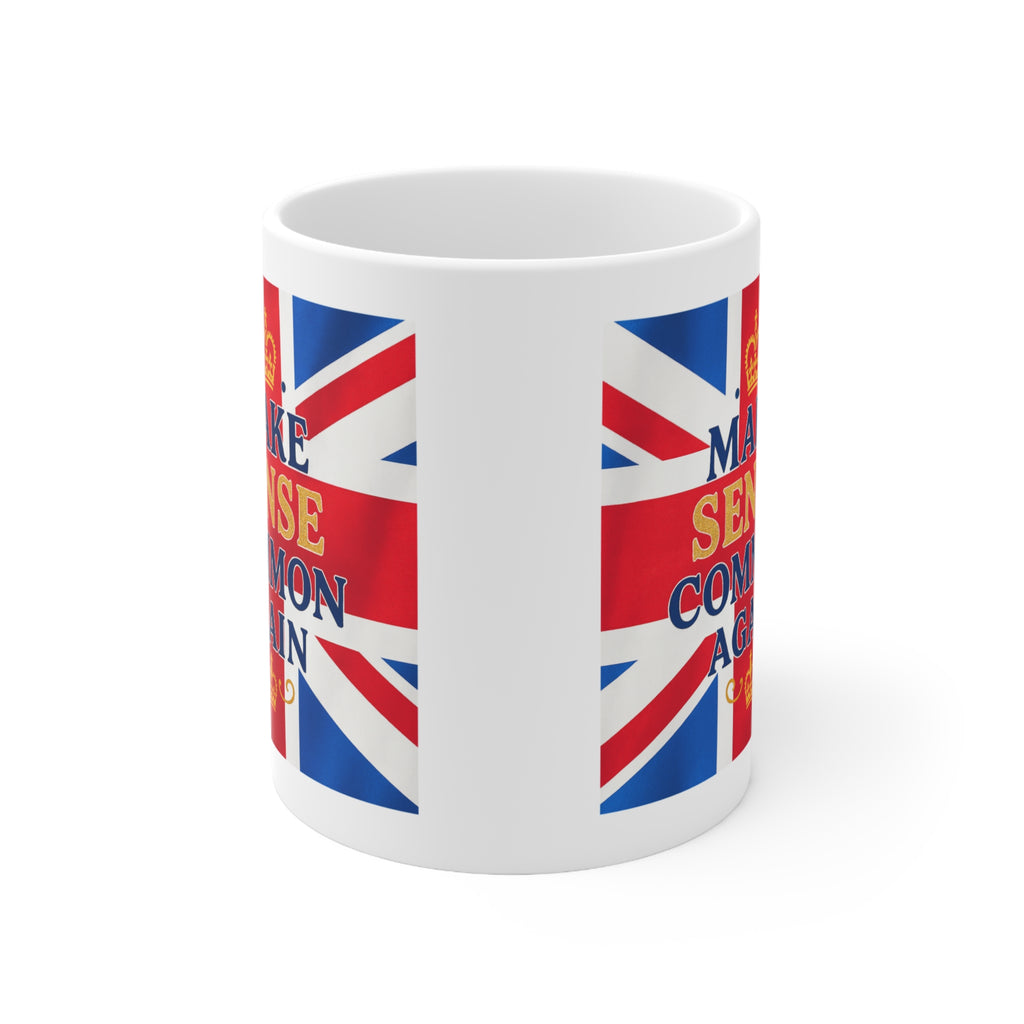 Union Jack Mug | "Make Sense Common Again" | Funny British Political Parody | Patriotic UK Free Speech Cup | Satirical Tea Gift