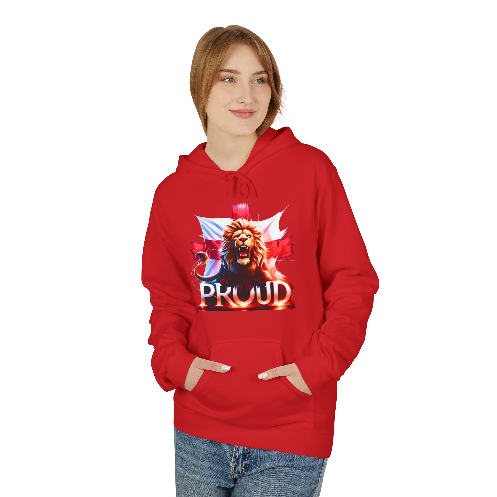 Proud Lion Unisex Hoodie | English Flag St. George Cross Hoodie | Patriotic England Gift | Raise the Colours Jumper