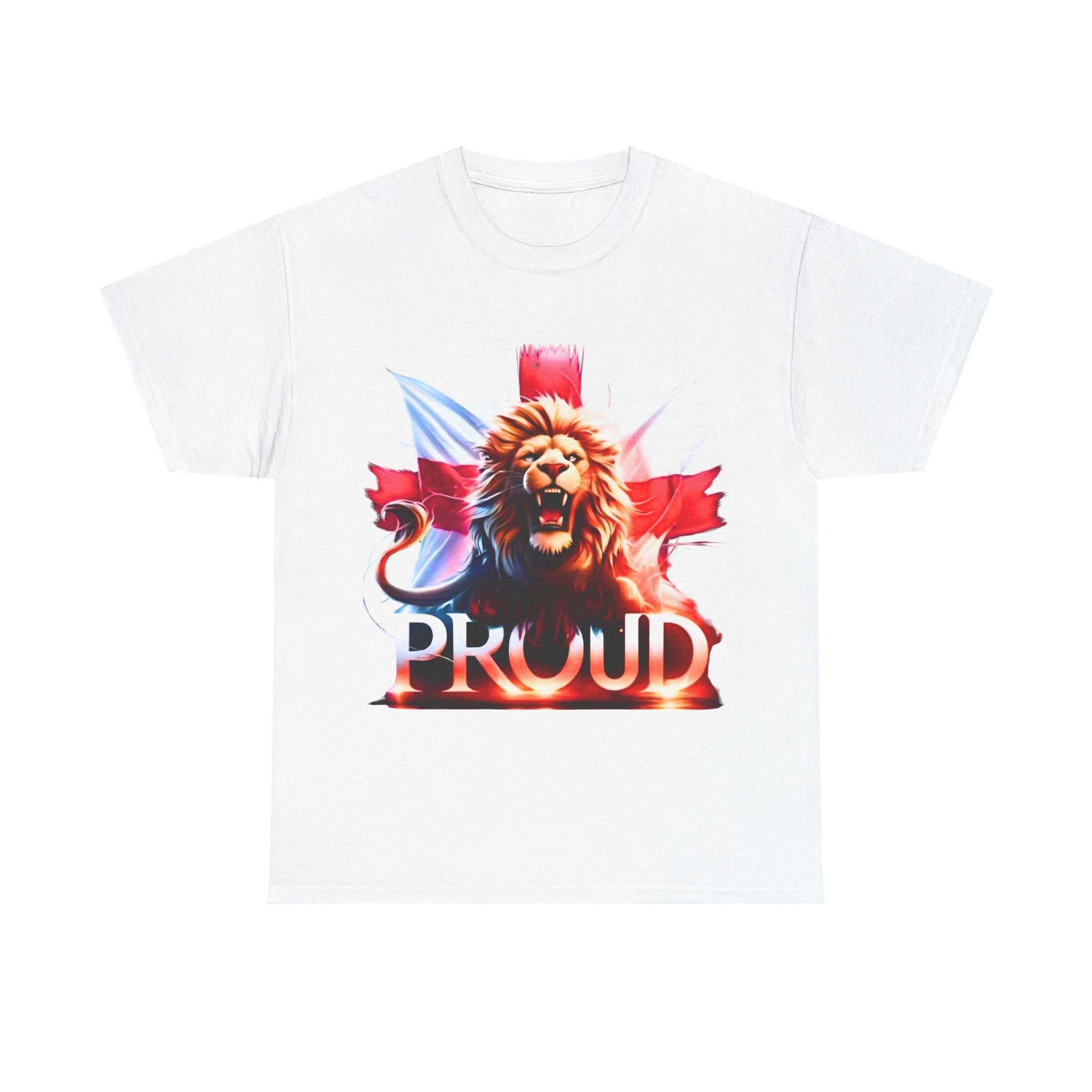 Proud Lion Unisex Cotton Tee (Transparent Background) | English Patriot Shirt | MEGA | Patriotic UK T-Shirt | National Pride Rally Merch