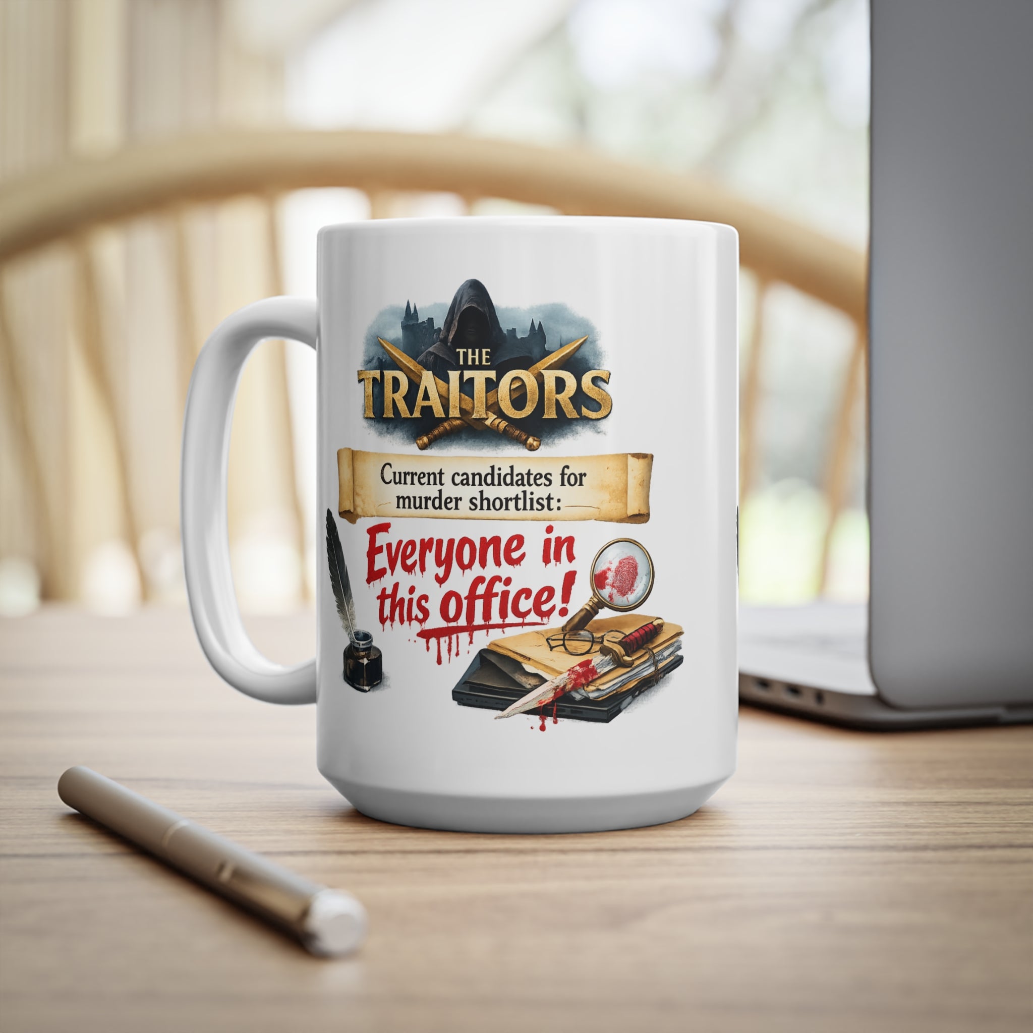 Funny Traitors Mug - Murder Shortlist: Everyone in This Office Mug | Funny British TV Show Cup | Cheeky Gift for Tea Lovers