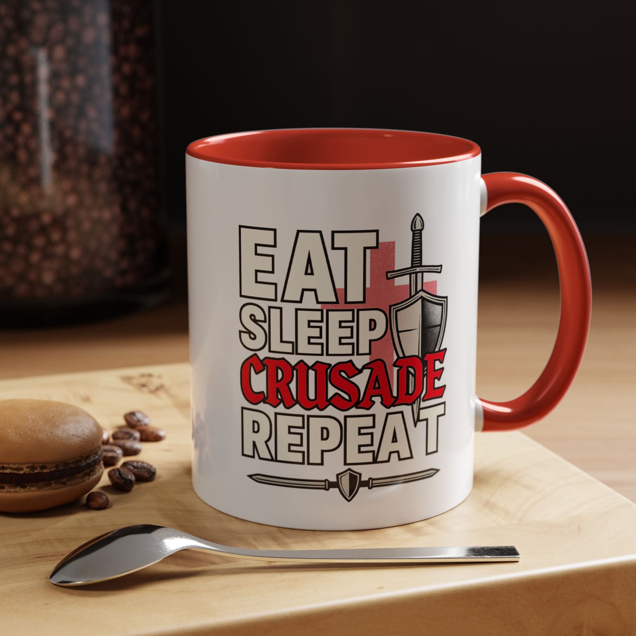 Eat Sleep CRUSADE Repeat 11oz Mug | Medieval Knight Coffee Cup | National Pride Mug | Funny Gamer Gift | English Patriot Mug