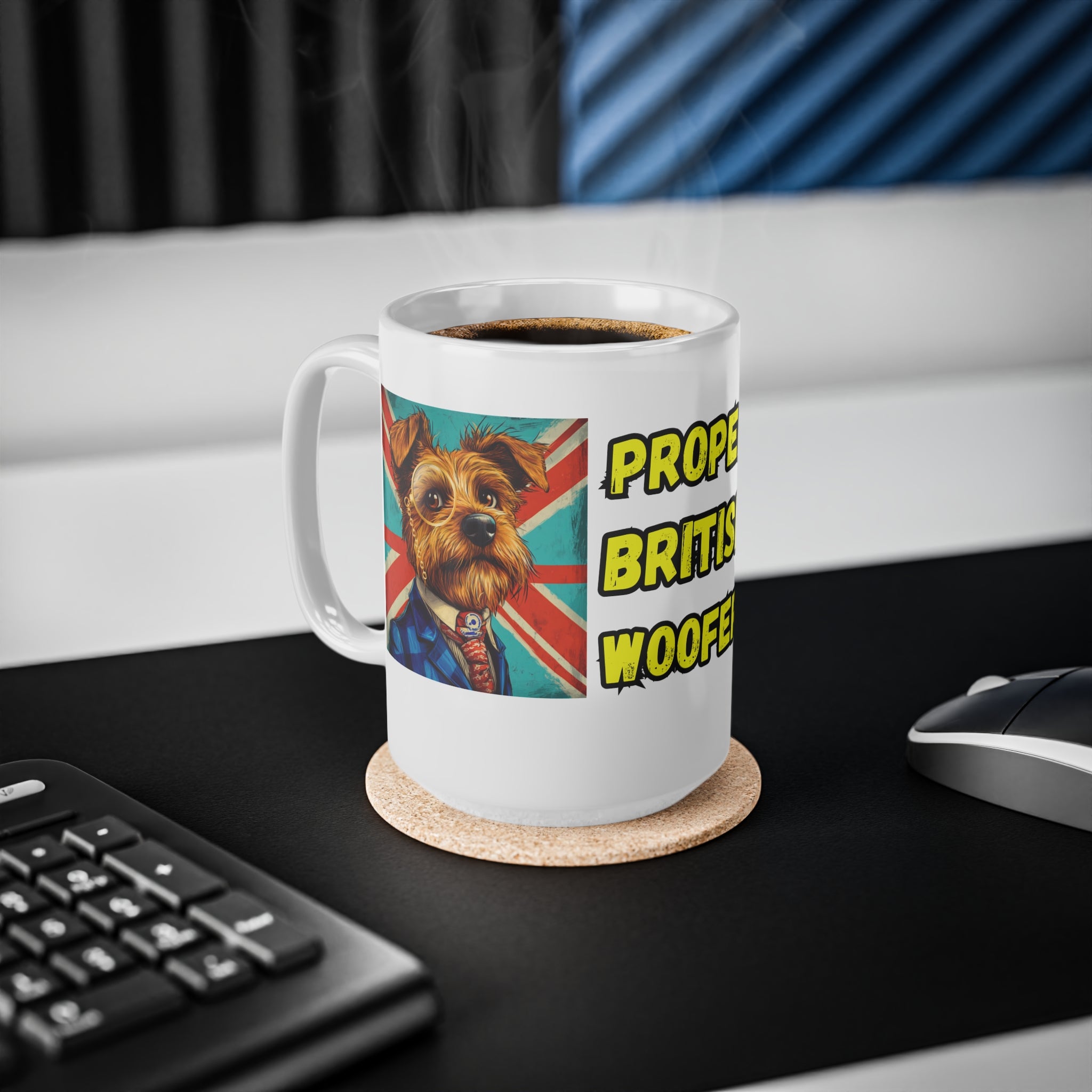 Proper British Woofer ceramic mug | Novelty Patriotic Cup for Dog and Animal Lovers | Gift for Tea Drinkers