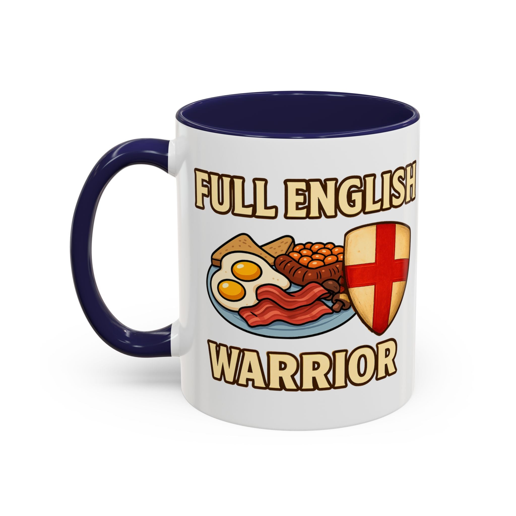 FULL ENGLISH WARRIOR | Funny 11oz Accent Coffee Mug | British Fry Up Lover Gift | Breakfast Enthusiast, English Culture