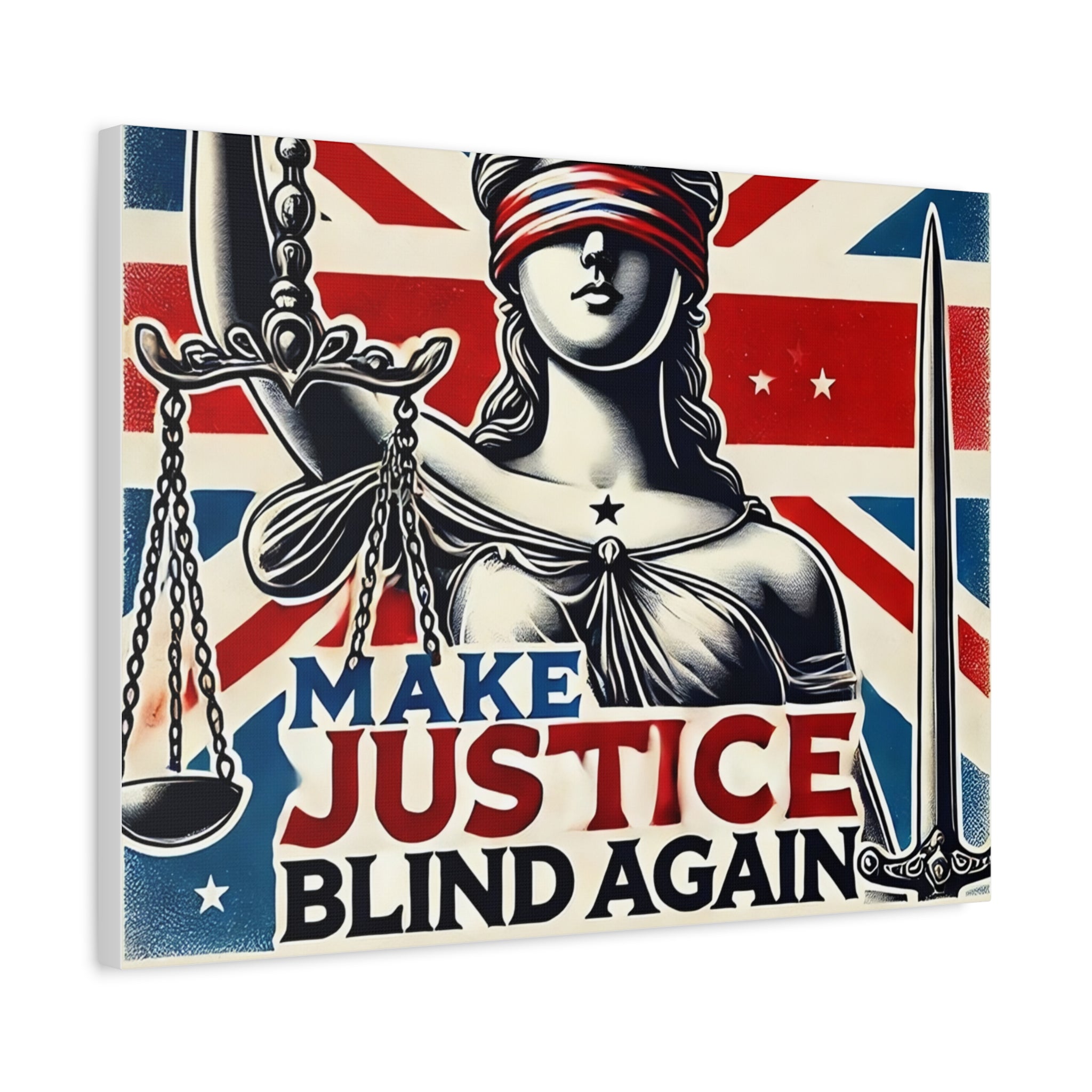 Make Justice Blind Again Wall Art | Canvas Print | Justice Is Blind Wall Decor, Legal Theme Home Decor | Free Speech Equality Artwork