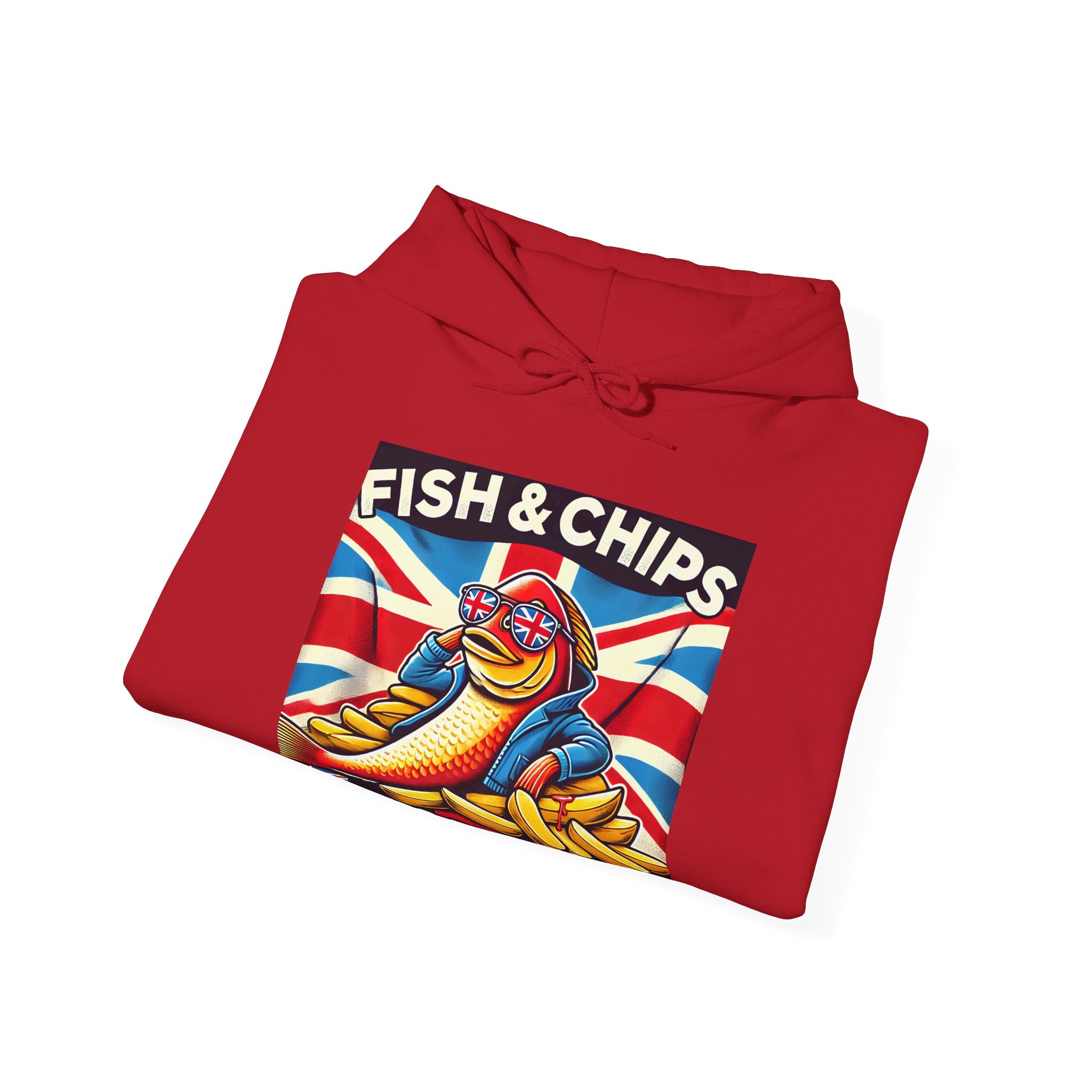 Fish & Chips n Chill Hoodie | Funny British Foodie Sweatshirt | Cozy Stylish UK Banter Wear | Gift for Food Lovers and Chippy Fans