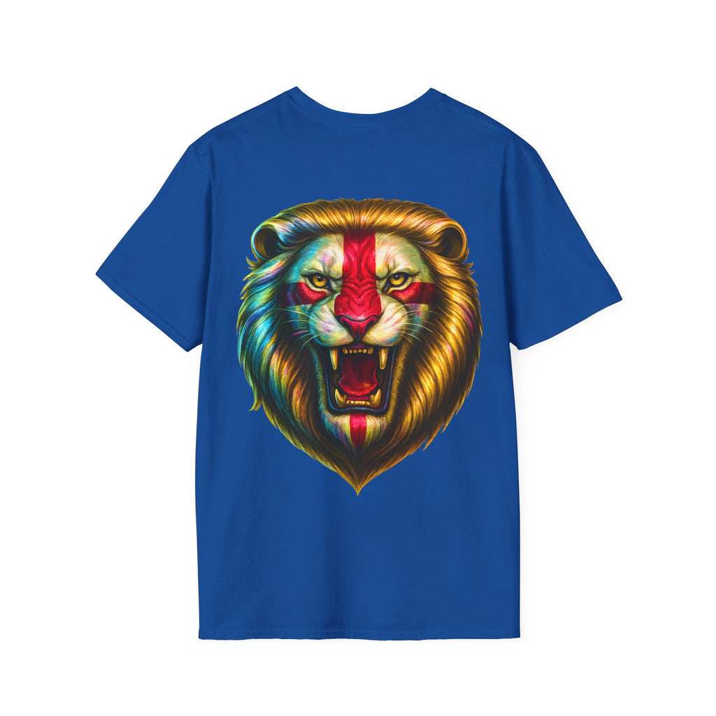 MEGA England T-Shirt | Iridescent Glossy Georges Cross Lion Tee | English Patriotic Shirt | Funny St George's Day England Top