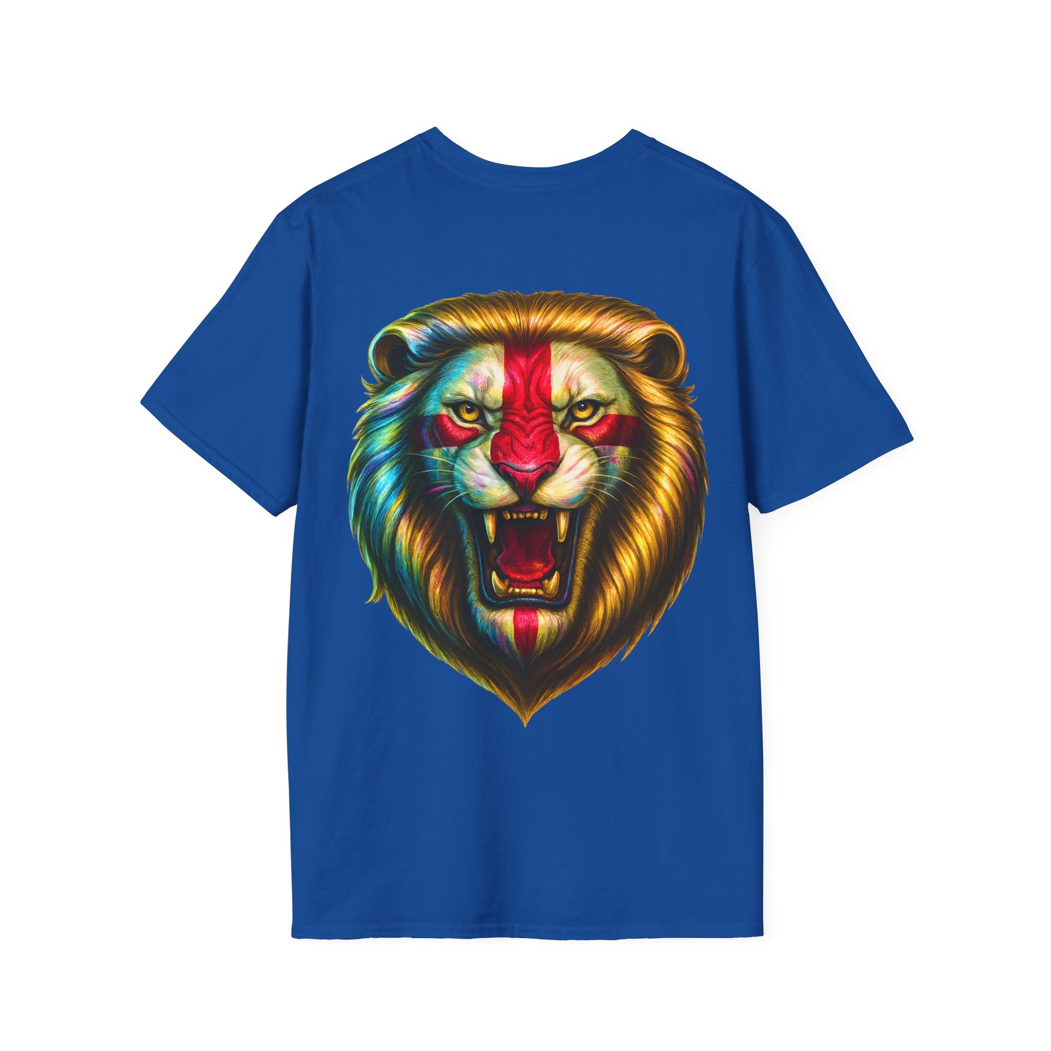 MEGA England T-Shirt | Iridescent Glossy Georges Cross Lion Tee | English Patriotic Shirt | Funny St George's Day England Top