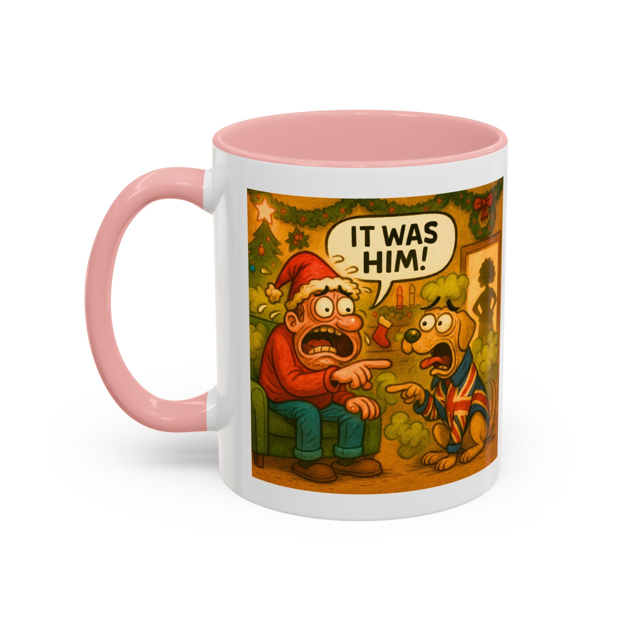 Christmas Mug with Dog - It Was Him Funny UK Gift | Relatable Farting Dad and Dog Cup